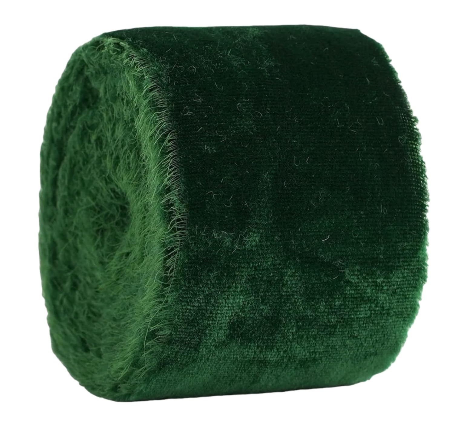 3 Pcs Velvet Ribbon, 1.5 Inch x 1.5 Yds Handmade Frayed Raw Edge Silk Ribbons Craft for Christmas Wedding Home Decor(Green) — image 1