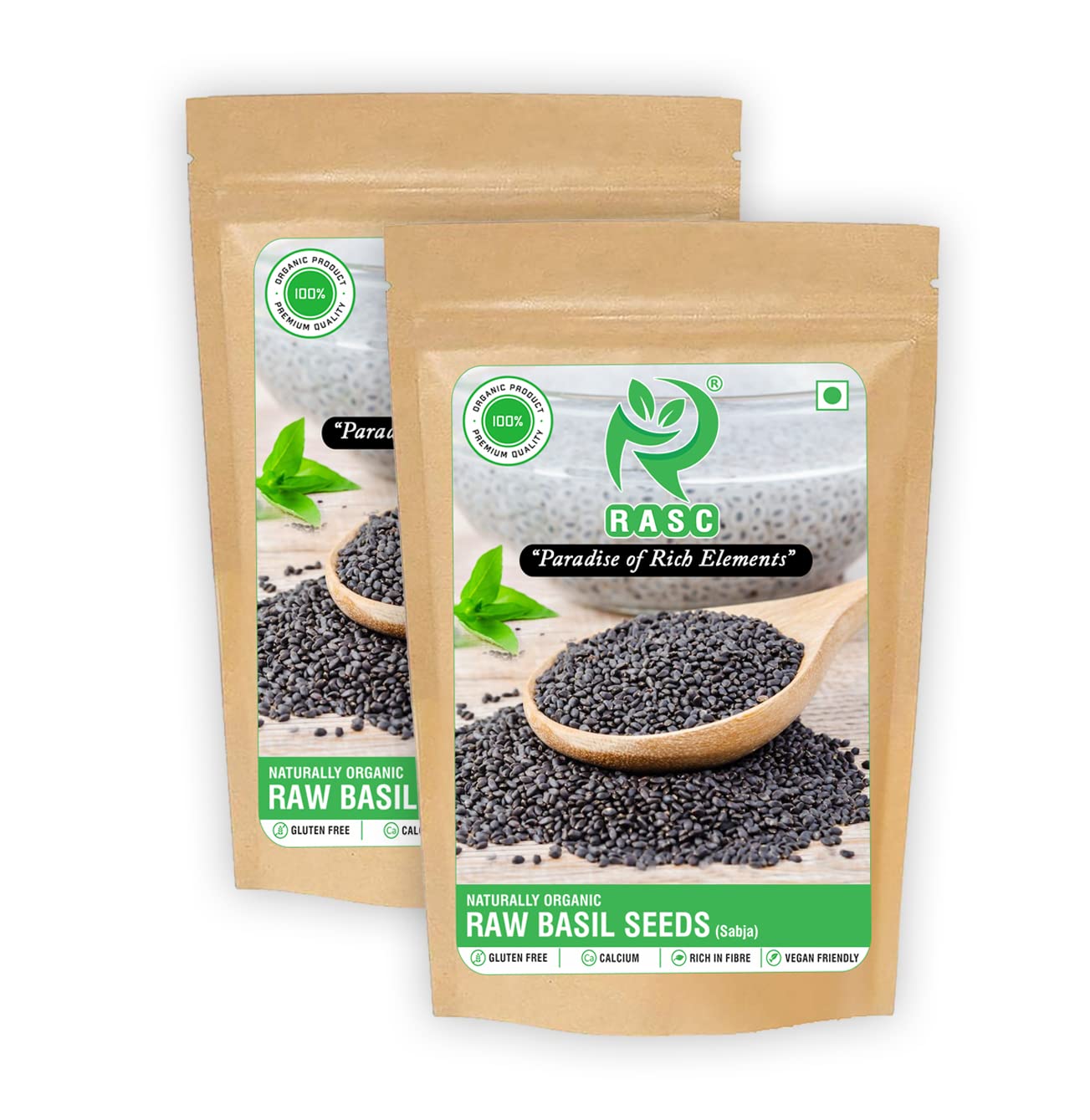 RASC RAW BASIL SEEDS (SABJA), Pack of 2 (2*200g)