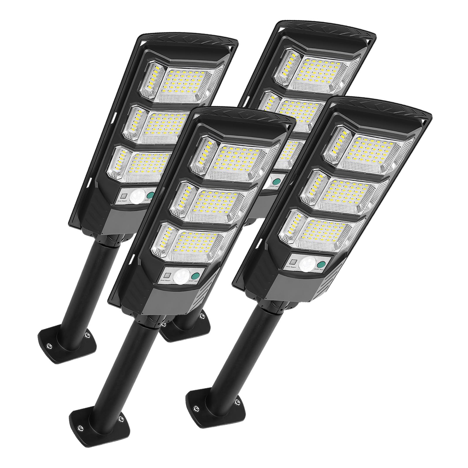 Confezione da 4 luci solari per esterni, impermeabili, con telecomando, sensore di movimento, luci per esterni, per giardino, patio, cortile