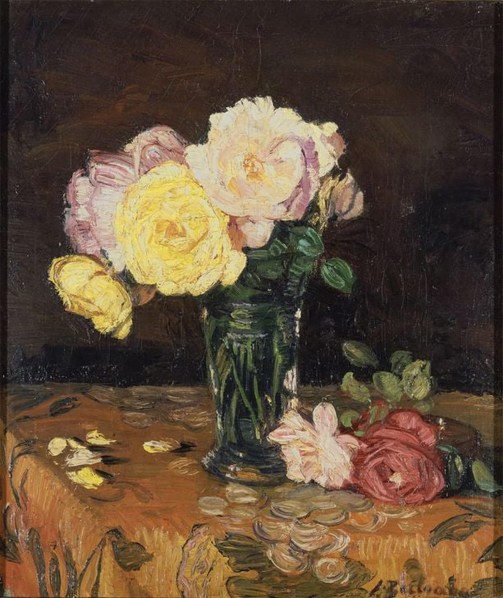 Impression prints toile Vase avec Roses par Ignacio Zuloaga de qualité premium - 5