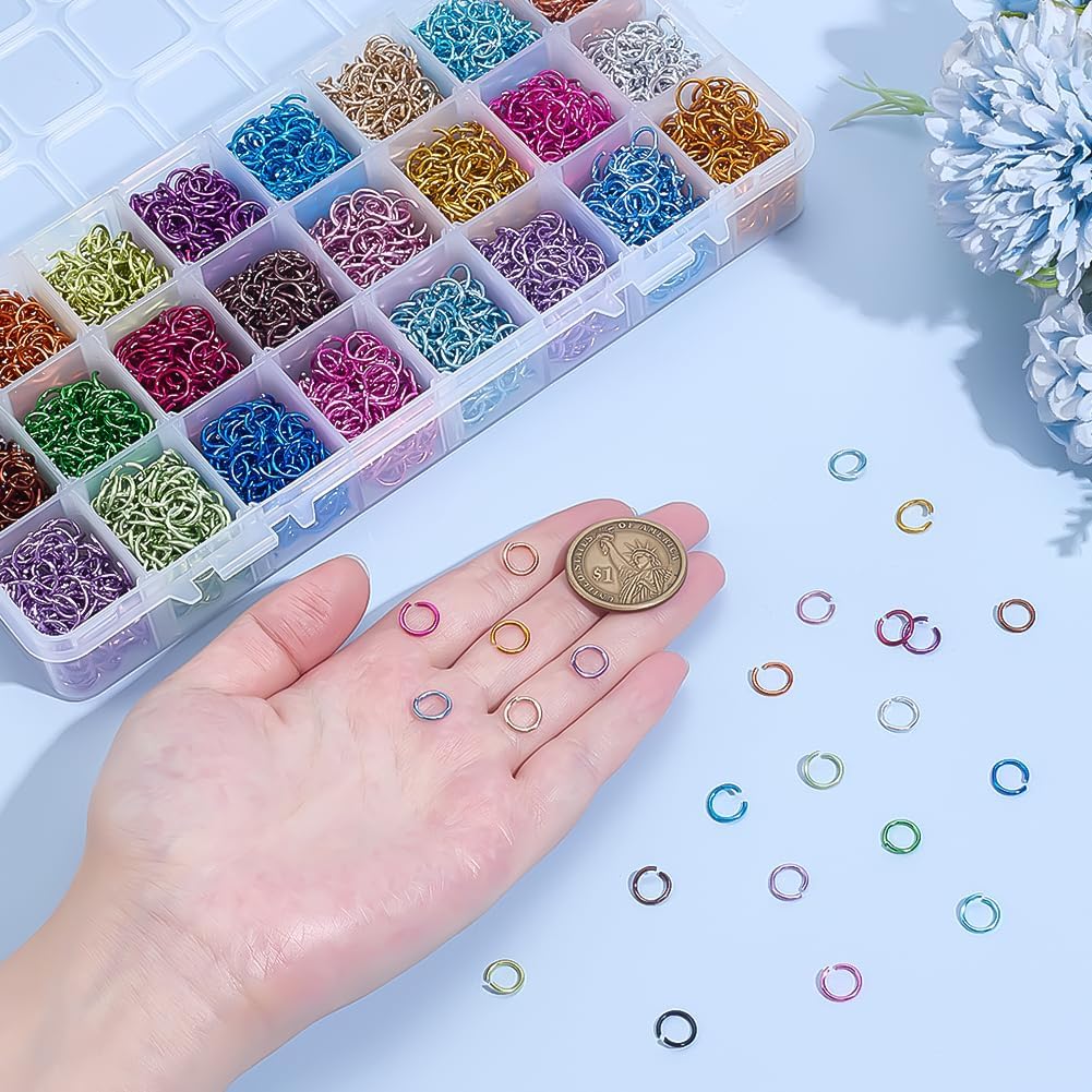 PH PandaHall 2640pcs Aluminum Jump Rings, 24 Color Open Jump Rings 8mm Jewelry Ring for Choker Necklaces Bracelet Chain Maille Jewelry Making