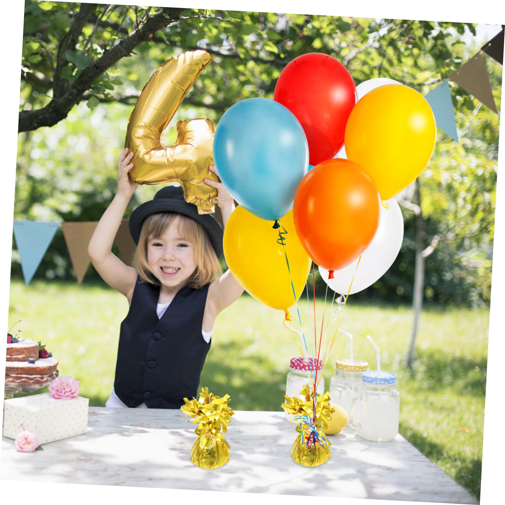Pesi per Palloncini Oro 5 Pezzi in Foglio di Alluminio