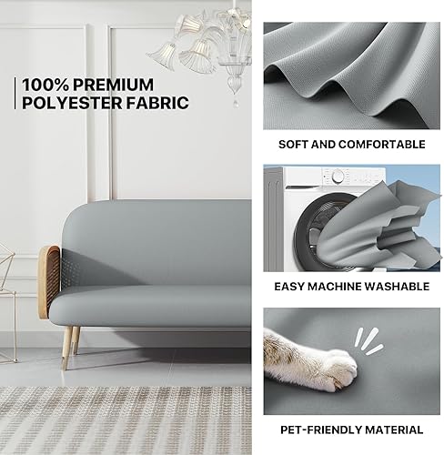 Miniatura 5 de MoNiBloom Funda elástica para futón de tamaño Queen, sin brazos, protector de muebles, duradera y lavable, con cremallera, para adultos, niños y