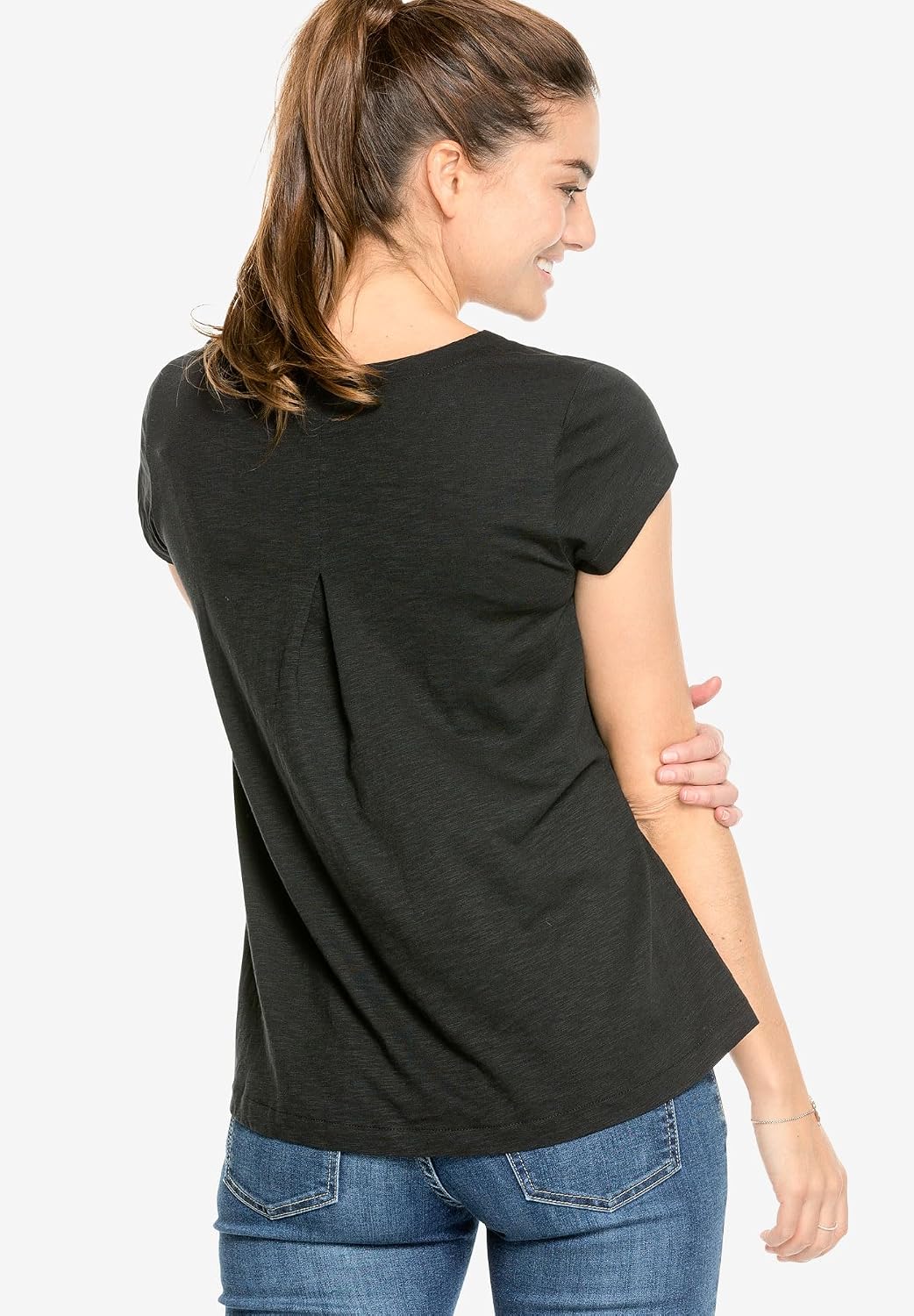 ellos Plus Size Cotton Jersey Slub Cap Sleeve Trapeze Tee