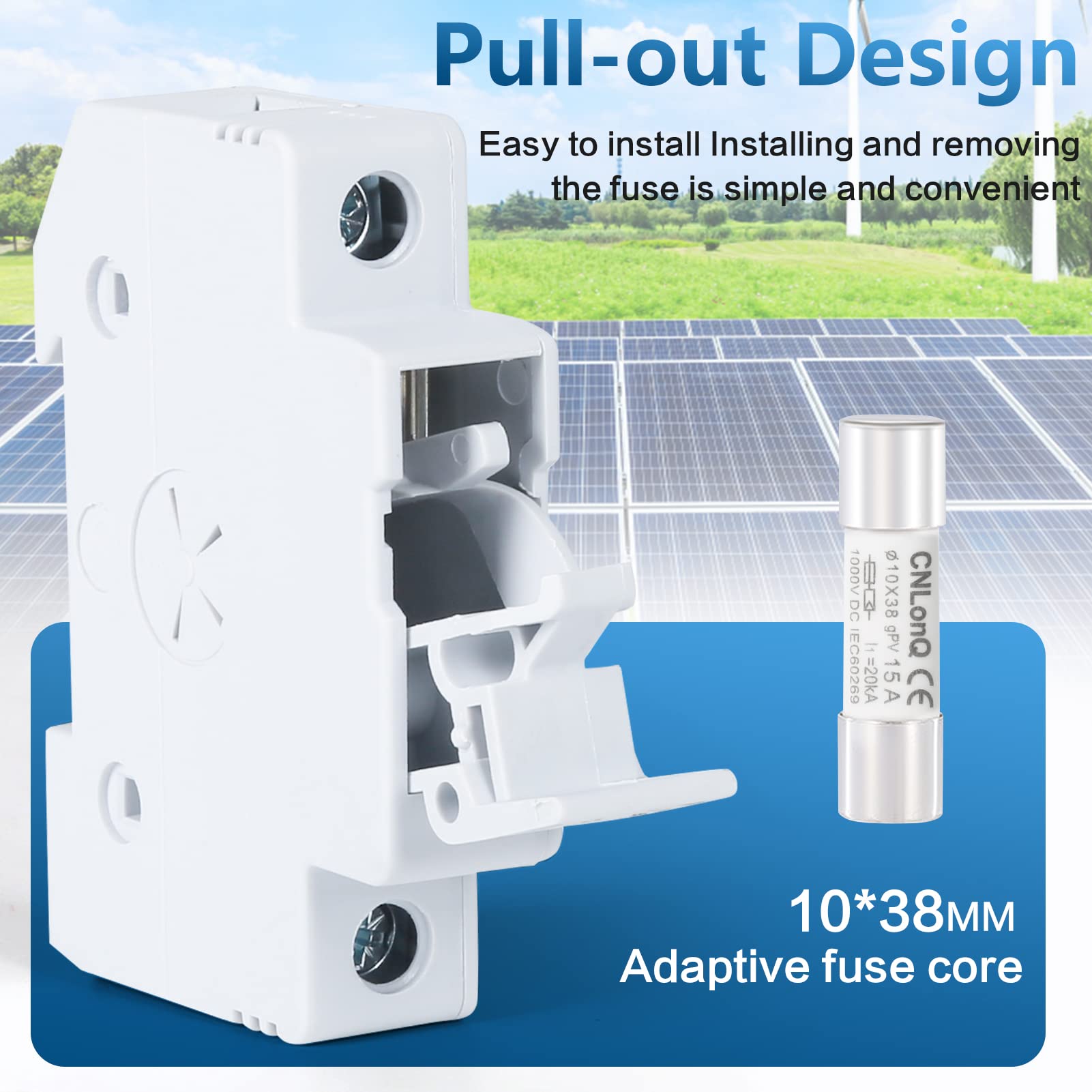 Jadeshay Fusibles,Portafusibles Solar RT18-32X DC1000V 30A 10x38 mm Tipo gPV riel DIN de 35mm, 4 Soporte Fusible con luz + 4 Fusibles 30A