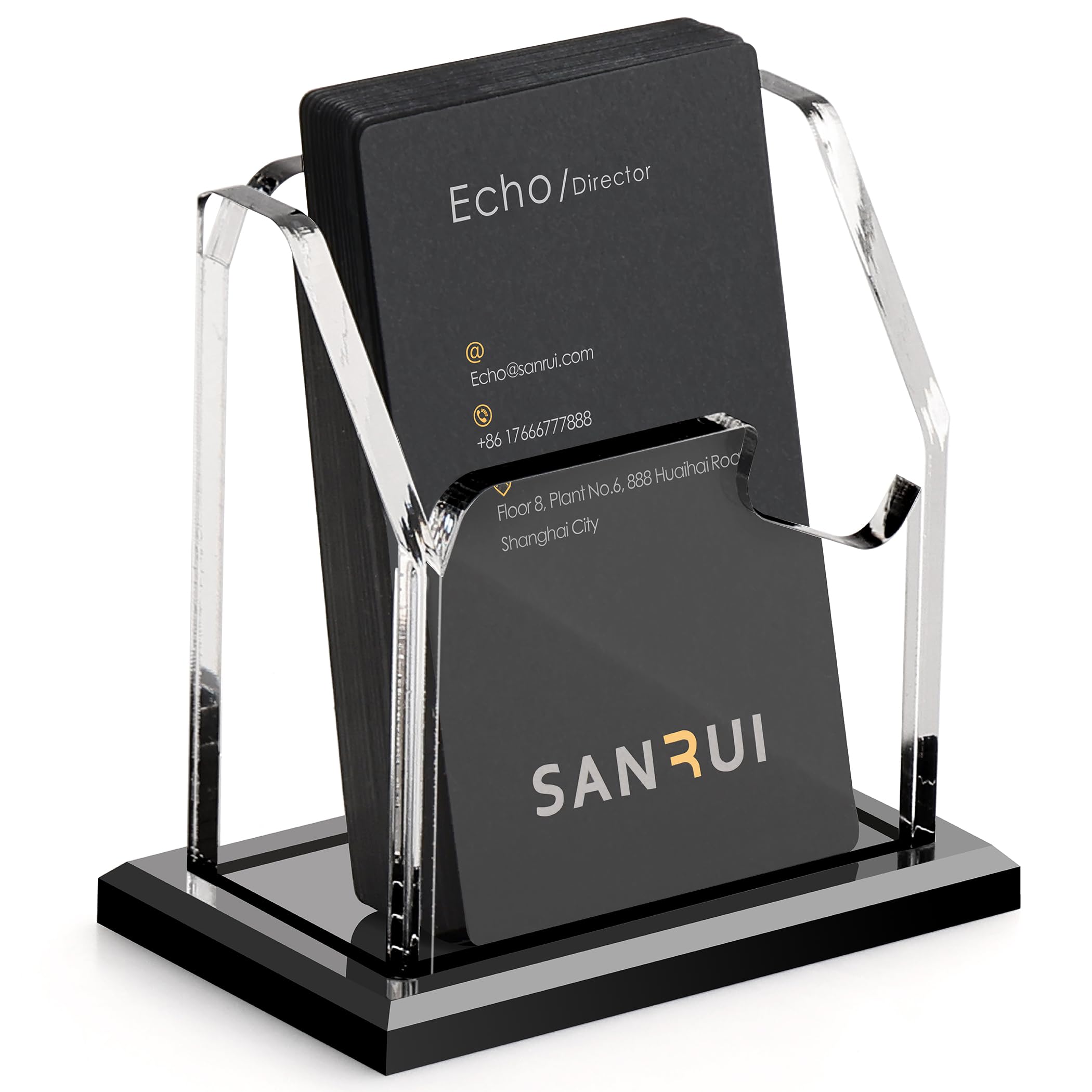Black Acrylic Business Card Holder - Desk Organizer -9 Black Acrylic Business Card Holder - Desk Organizer -9