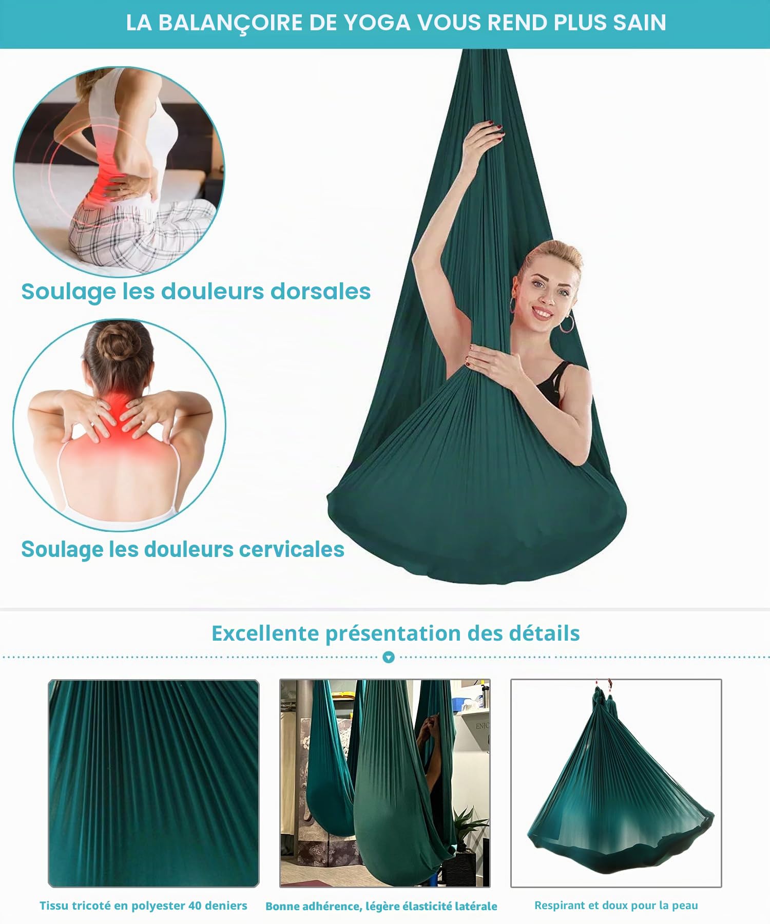 Kit de Yoga pour Adultes, Accessoires de Yoga, Charge de 500 kg, Matériel D'installation Complet Inclus