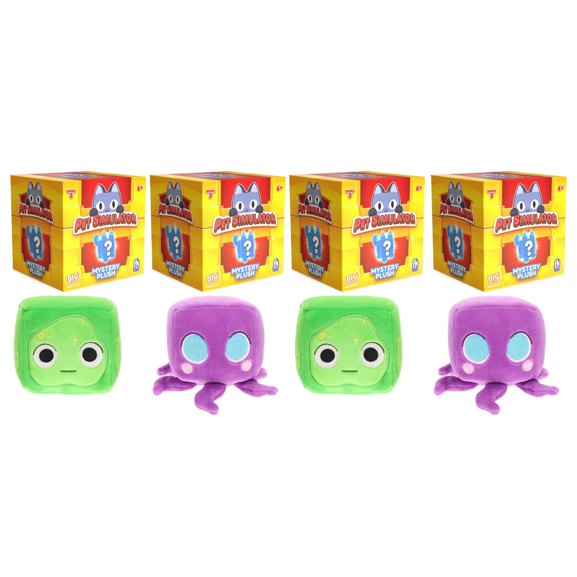 Pet Simulator Roblox Series 1,2 & 3 Limited Edition Cube Plush - Lucky Blind Box's, Bundles, Blind Bags & Figures - (Series 3 4" 12cm Plush with DLC - 4 Pack)