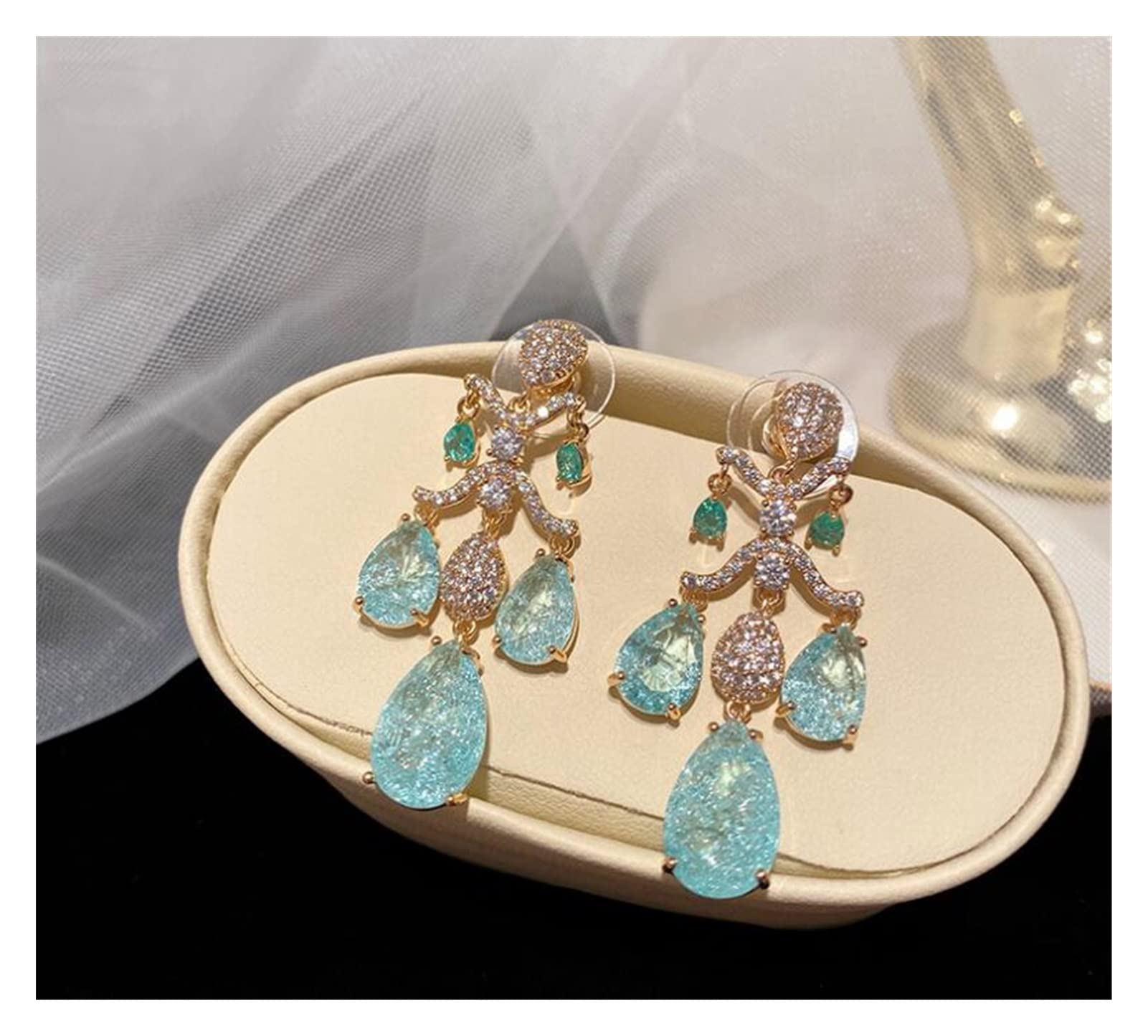 Orecchini di zirconi a Forma di Goccia di Corte di Gioielli di Moda per Ciondolo da Donna Accessori per Orecchie da Donna retrò Eleganti per Regalo per Ragazza Orecchini di Fascia Alta