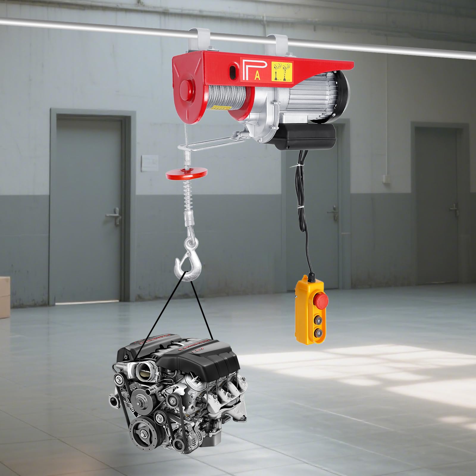 Elektrische Seilwinde 400kg bis 800kg Hubhöhe 10m Seilzug Motorwinde Elektrische Flaschenzug Kran Hub Seilzug Motorwinde Seilhebezug mit Kabelgebundener Fernbedienung Seilhebezug Kettenzug