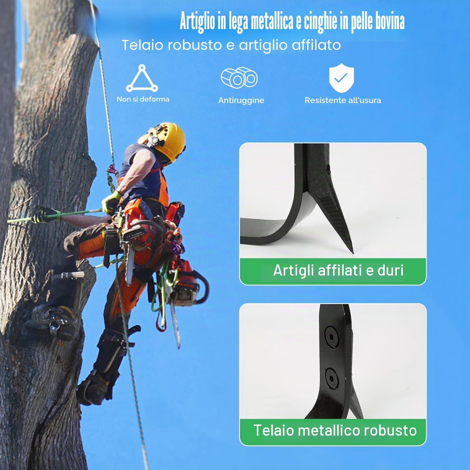 Set di ramponi per arrampicata sugli alberi, per esercitarsi nell'arrampicata, sopravvivenza nella giungla, raccogliere frutta, ecc