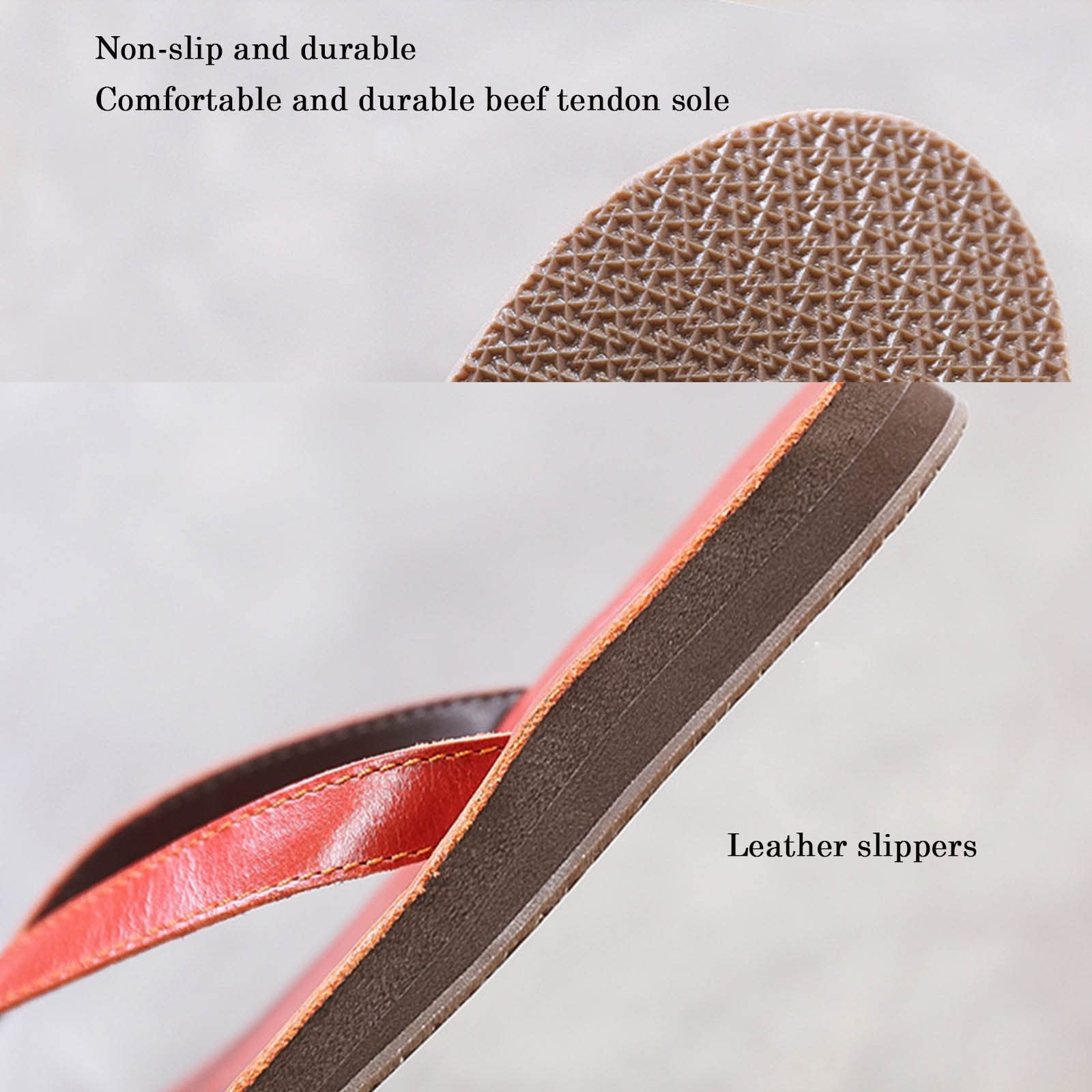 Chanclas de Verano para Mujer Tangas Zapatillas cómodas para Playa/Piscina, Sandalias de Cuero para Hombre Sandalias de Moda para Mujer Nuevo Verano Chanclas de Cuero Antideslizantes (Color: Marrón,