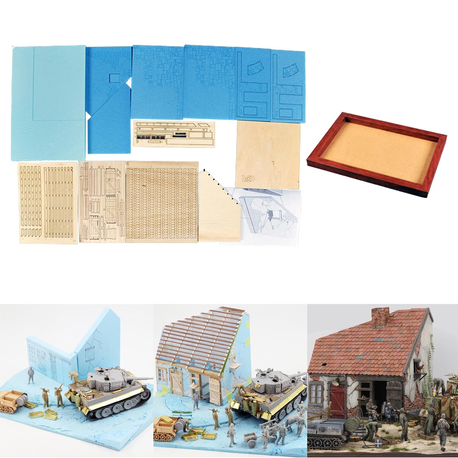 Gebäudemodell Architektur Diorama Miniatur Holzhaus Puzzle Bausatz Kreatives Bastelset Aus Holz für Jugendliche Dekoration Hobbyraum Sammlung, Basis des Hausbodens