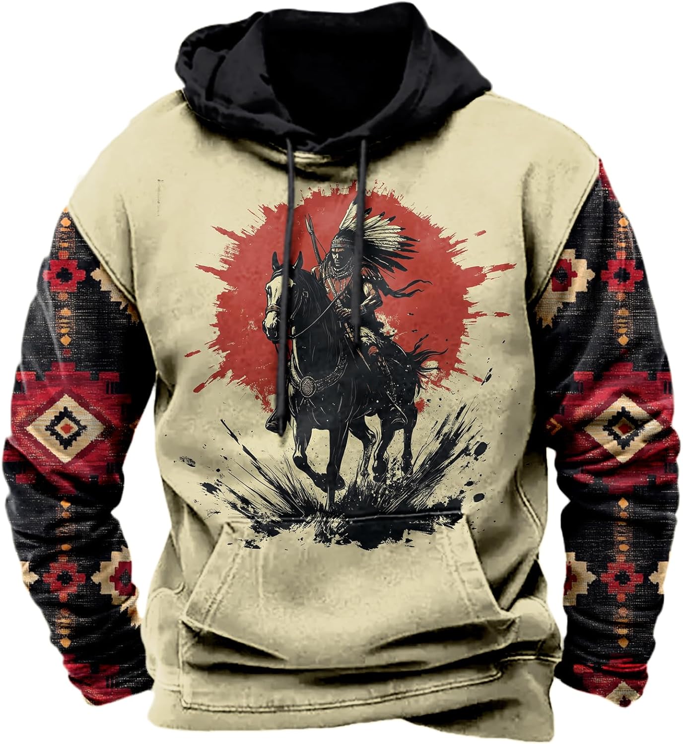 Hoodie for Men Western Cowboy Graphic Sweatshirts Country Cool Pullover Big and Tall Casual Hoodie With Pocket