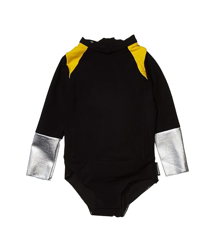 Nununu  Tricolor Long Sleeved Swimsuit (Infant/Toddler/Little Kids) (Black) Girls Swimsuits One Piece