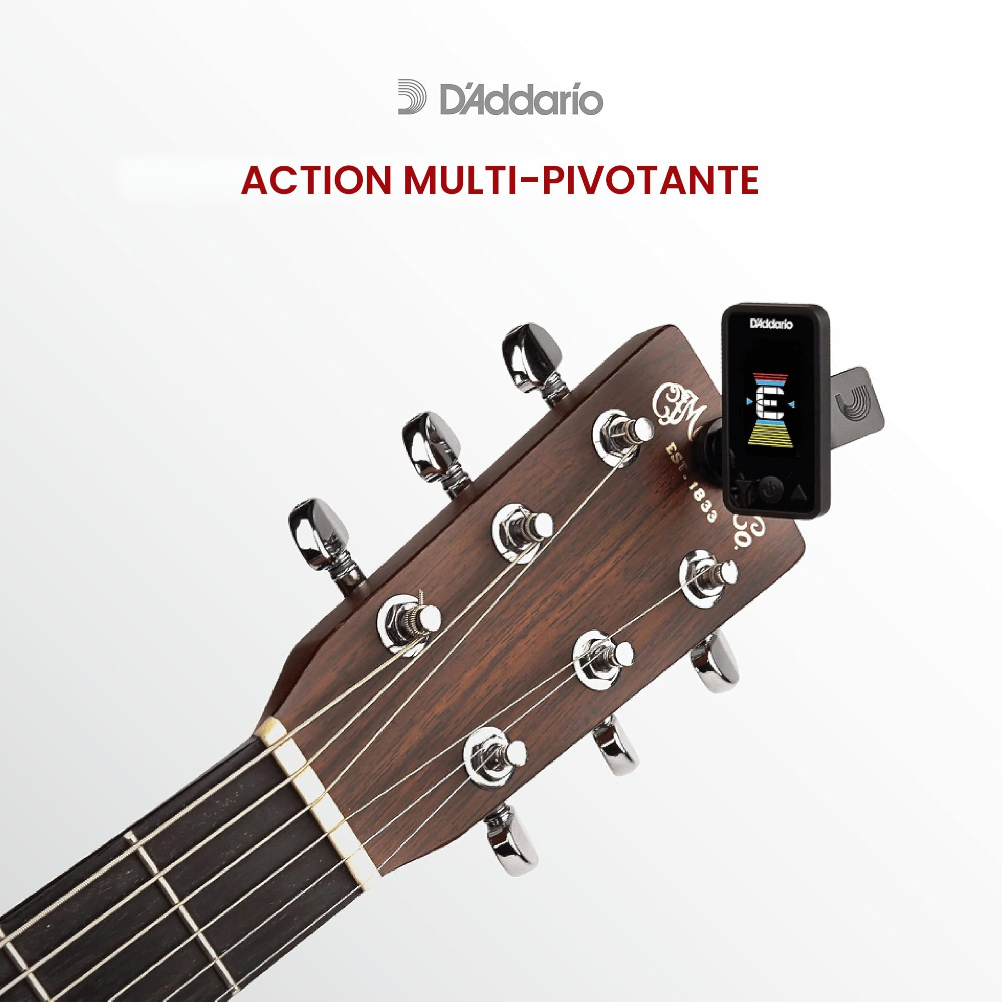 D'Addario Eclipse Accordeur de Guitare - Pince pour Tête Manche - PW-CT-17BK - Noir