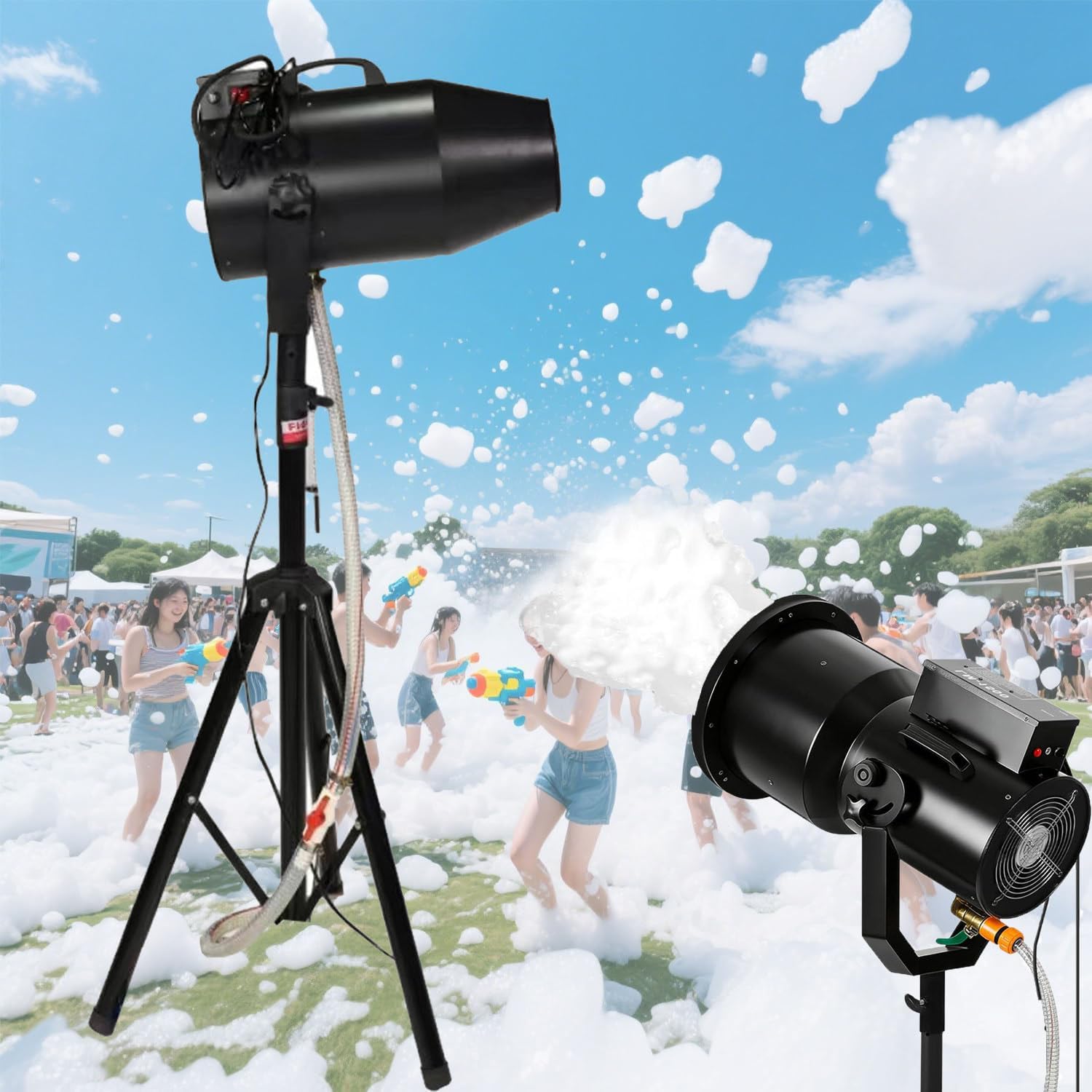 Ljlxanthiper Multicolor Party Shaking Head Jet Bubble Machine,Outdoor Parties Foam Machine,Stage Large Foam Machine,Romantic Foam Maker,With A Tripod Stand,For Outdoor Parties Water Park Pool Party