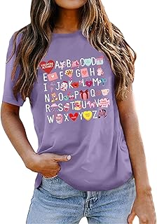 Camisetas de San Valentín para mujer, retro, con corazón de caramelo, para profesores, San Valentín, para San Valentín, camiseta informal para amantes, blusa de cola de fuego