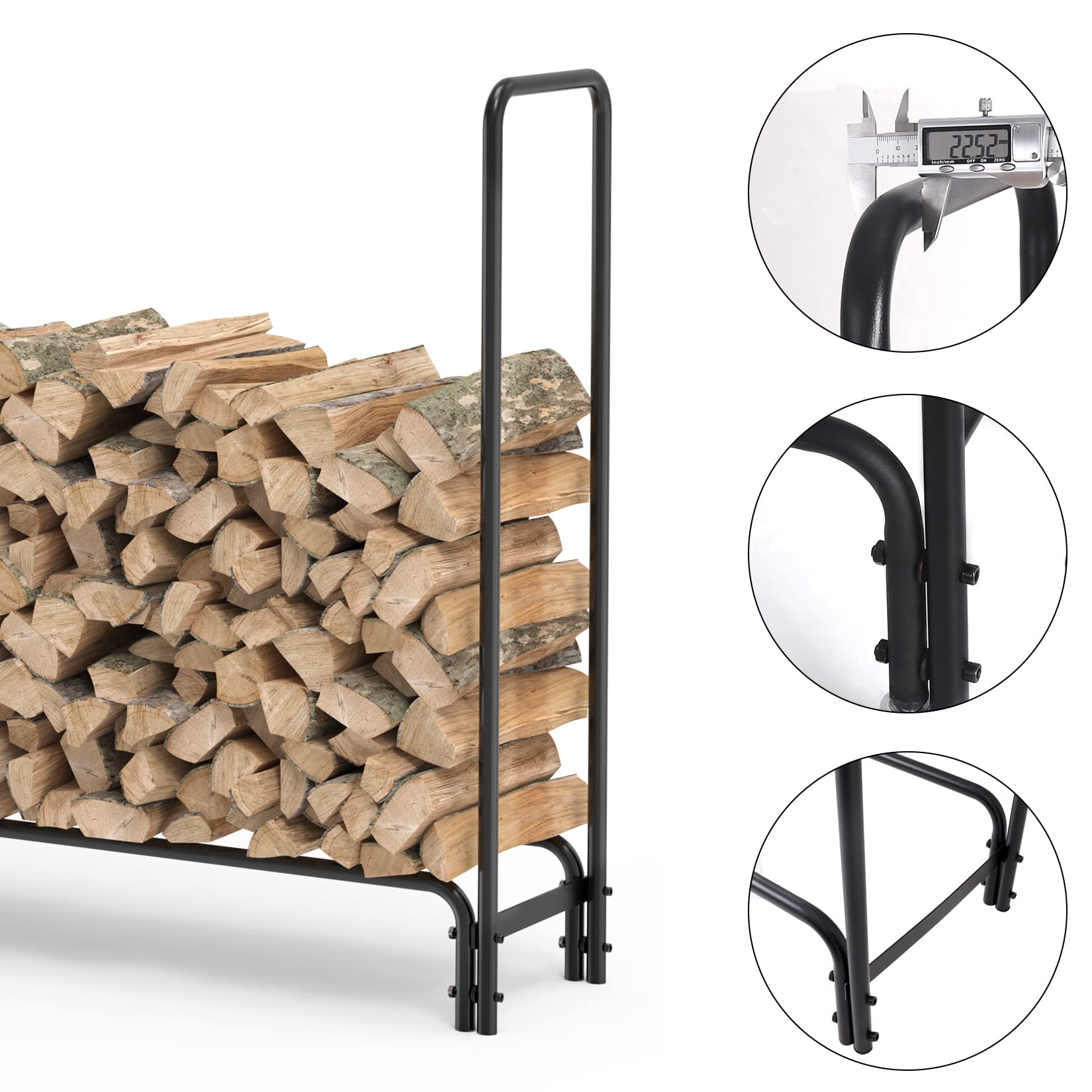 unho Range Bûche Extérieur Bois Jardin: 345x117x35cm Rangement Bûche Charge 408kg Serre Bûche XXL Porte Bûche Intérieur Étagère en Métal pour Bois de Cheminé