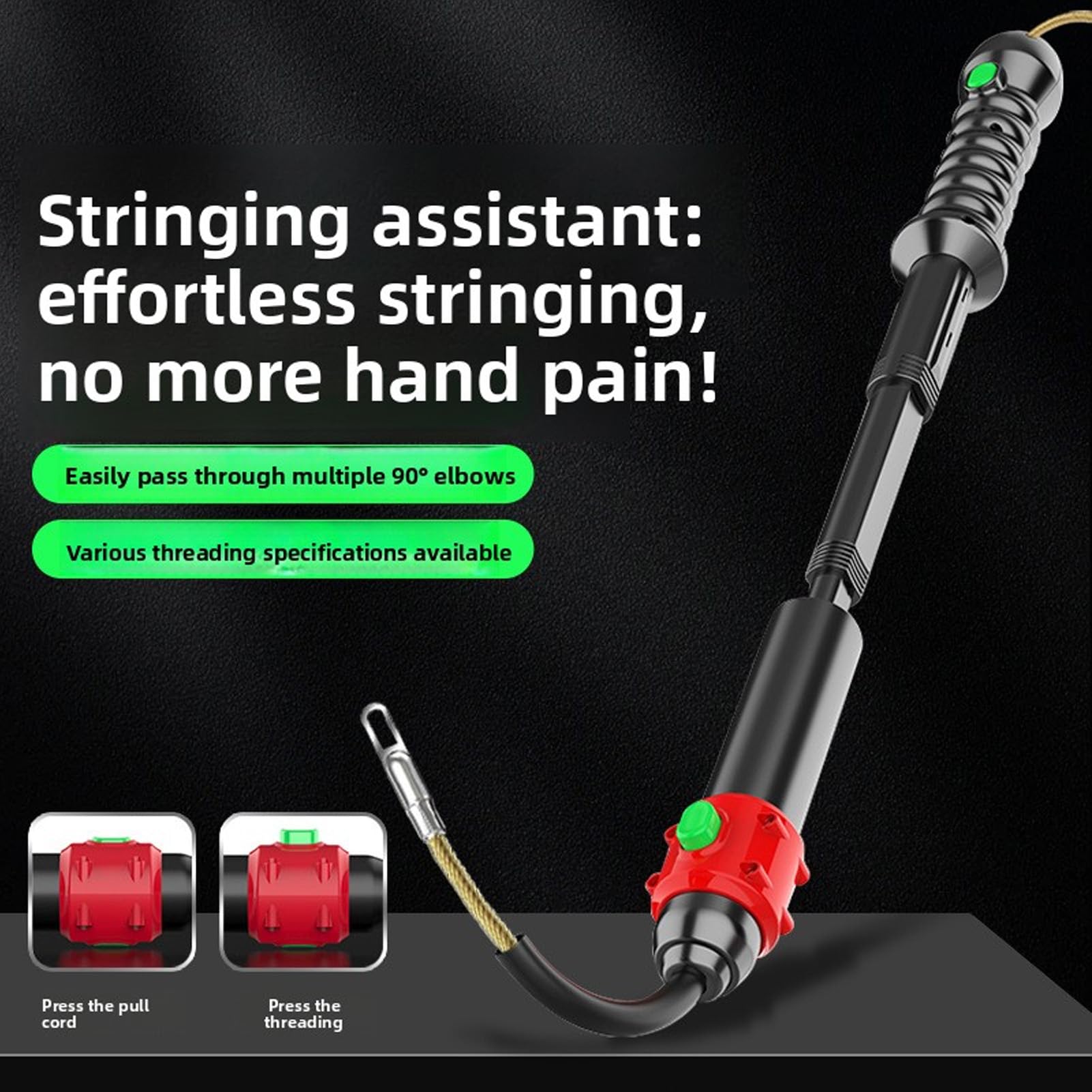 Naroote Ręczne Narzędzie do Przeciągania Kabli Ergonomiczny Nawlekacz Kabli Ręczne Urządzenie do Nawlekania Przewodów Rurowych z konstrukcją ABS Instalacji Przewodów Elektrycznych