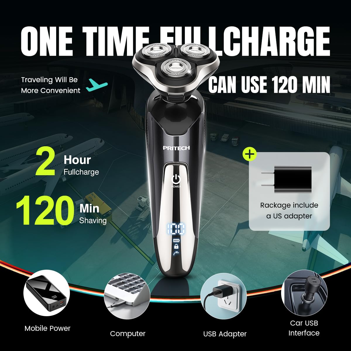 PRITECH Rotary Electric Shaver for Men