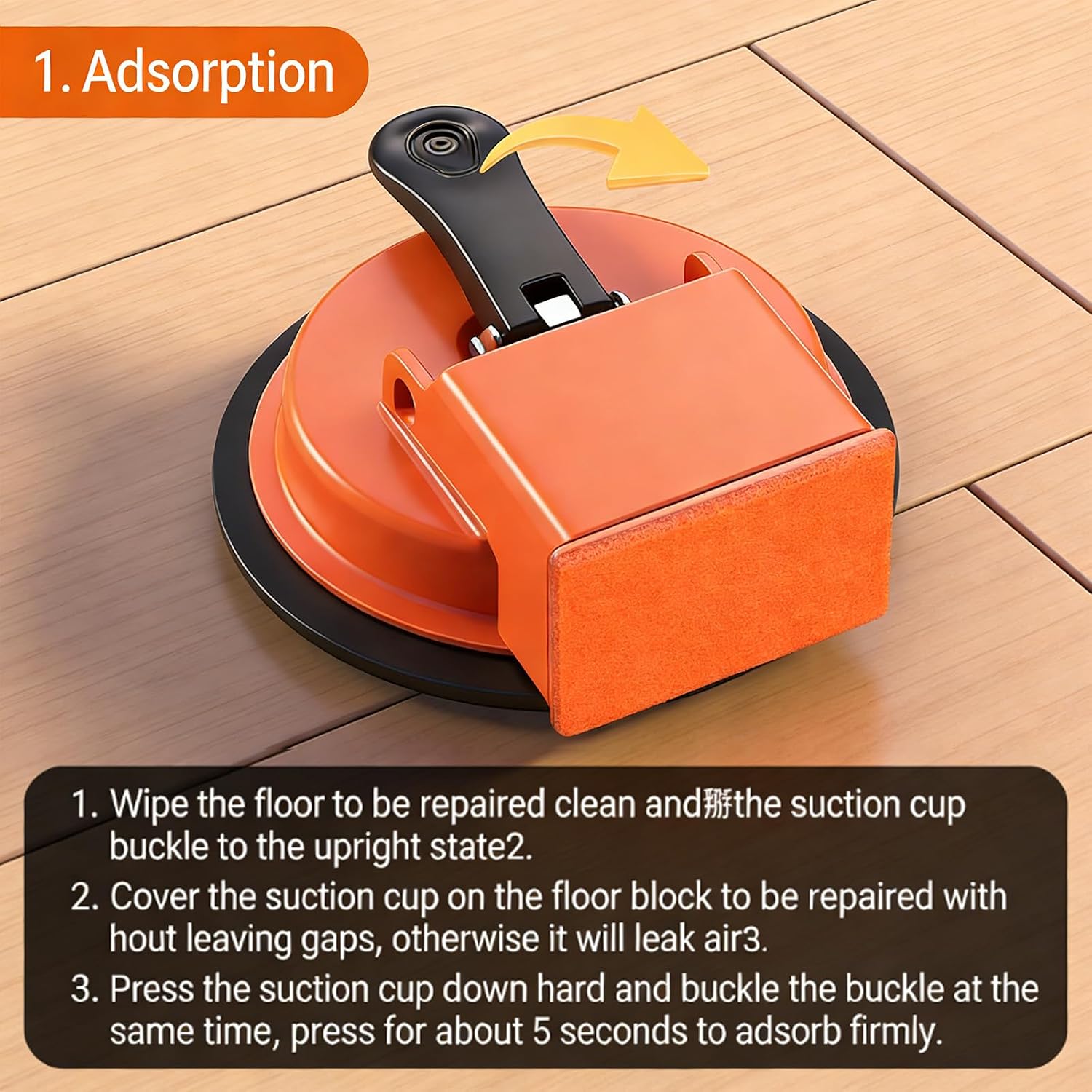 Floor Fixer Tool, Heavy Duty Laminate for & Hardwood, Professional Suction Cup Fixer with Handle, Fix Gaps Without Disassembly