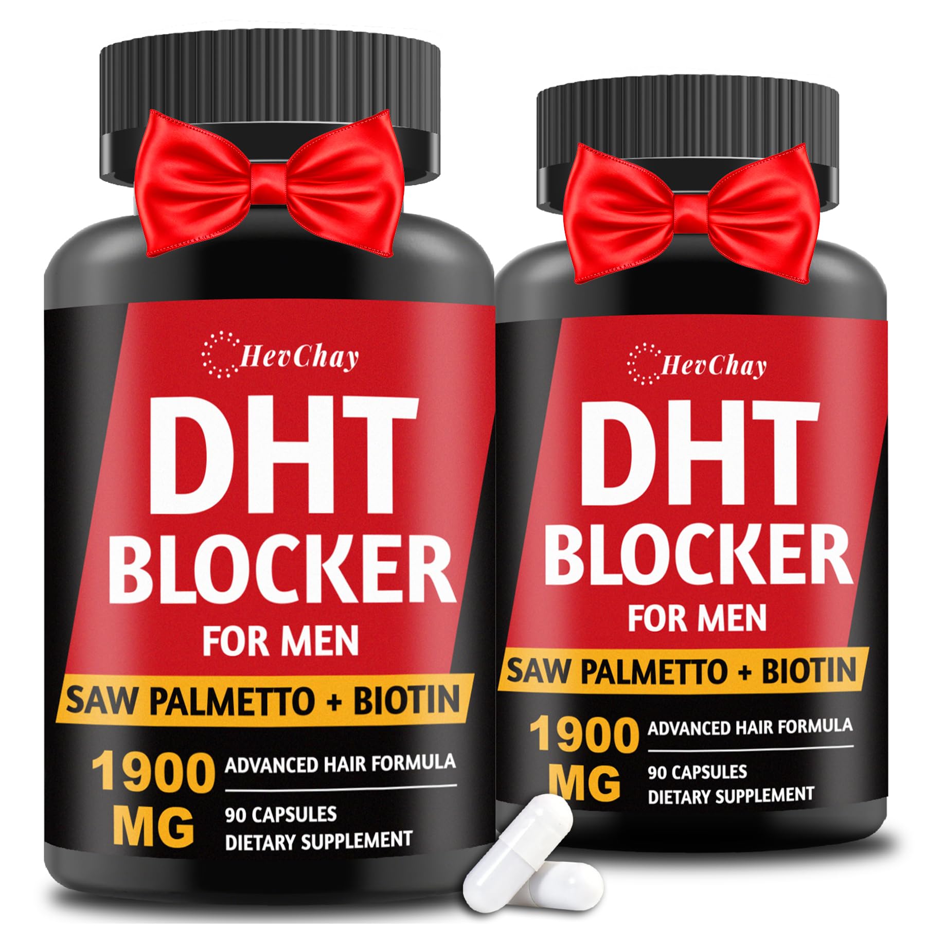 DHT Blocker for Men | Extra Strength Saw Palmetto & Biotin Hair Growth Supplement - Hair Growth Vitamins - Hair Regrowth - Natural Hair Loss Supplements for Men - Proprietary Herbal Blends,2 Pack