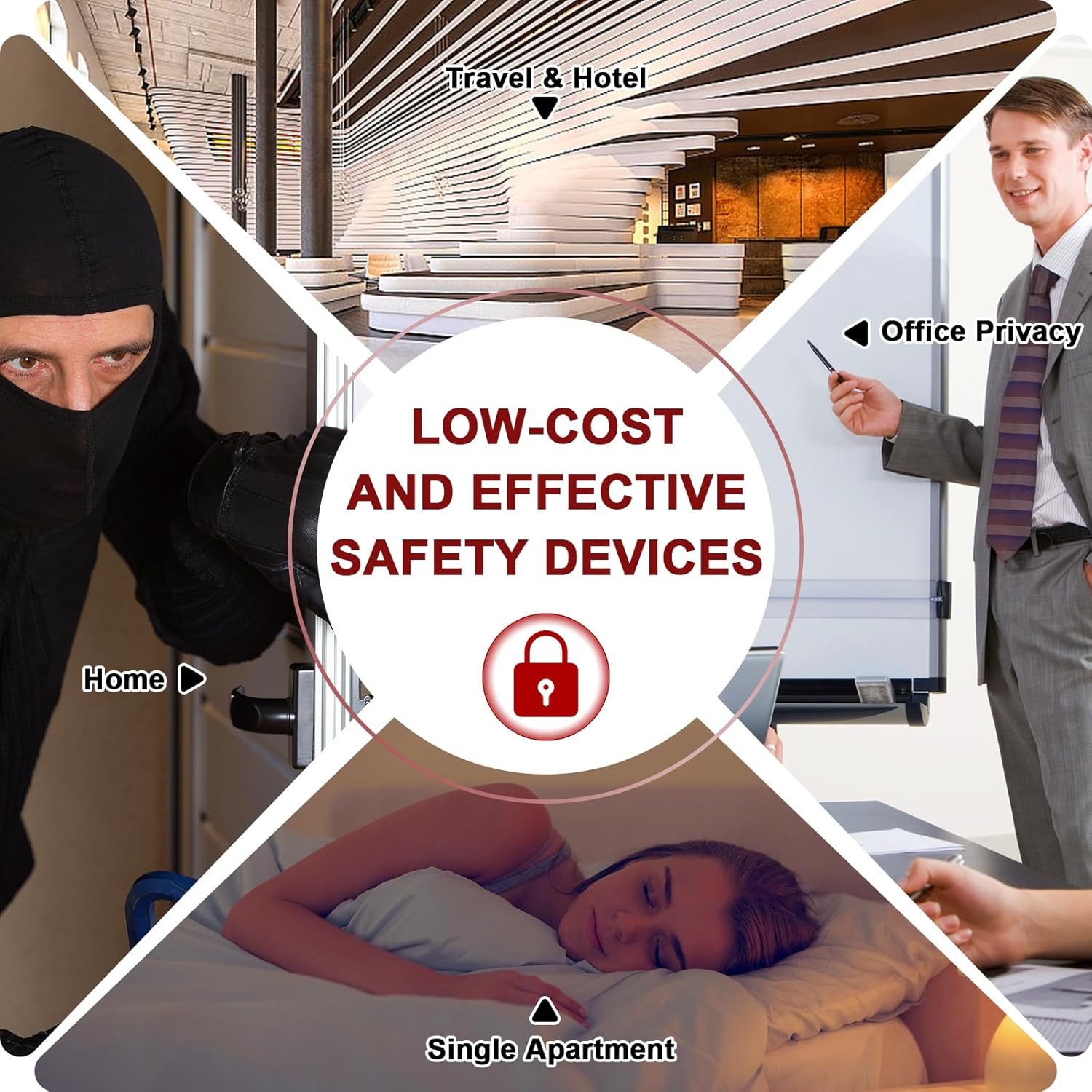 Door Stoppers Security Bar 2Pack - Adjustable Windows/Sliding Door Lock, Upgraded Heavy Duty Door Jammer for Apartment, Travel, Hotel, Home, Office, Dorm