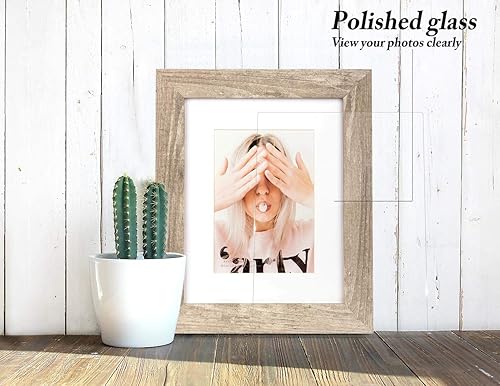 Miniatura 6 de Scholartree - Marco de fotos de 8 x 10 pulgadas con alfombrilla y vidrio, terminado rústico de madera, para montaje en pared
