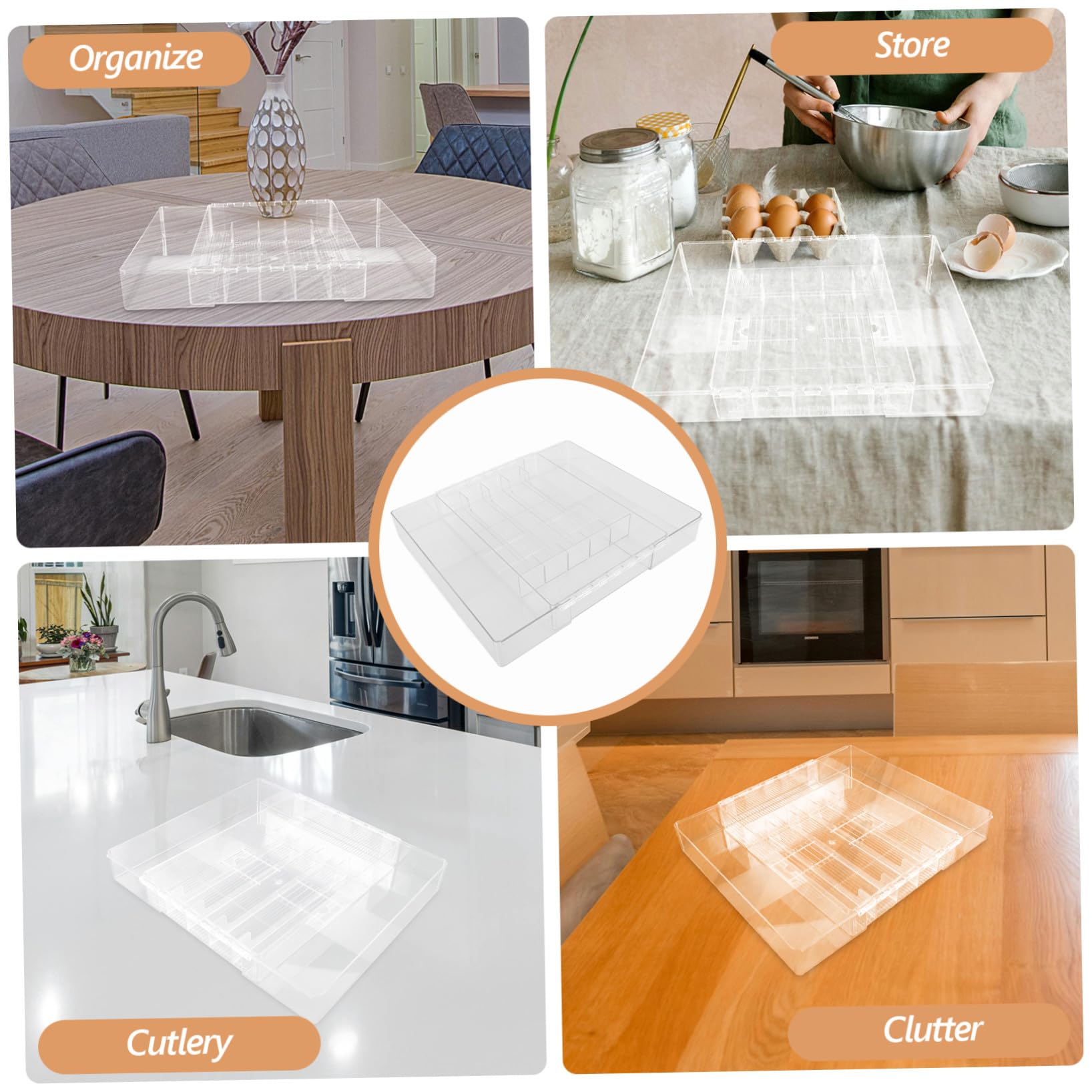 Erweiterbarer Stiften Mehreren Fächern mit Acryl Besteckkasten Robuster Utensilien Organizer und zur Aufbewahrung von Essstäbchen für Küchenschubladen Kleiderschränke