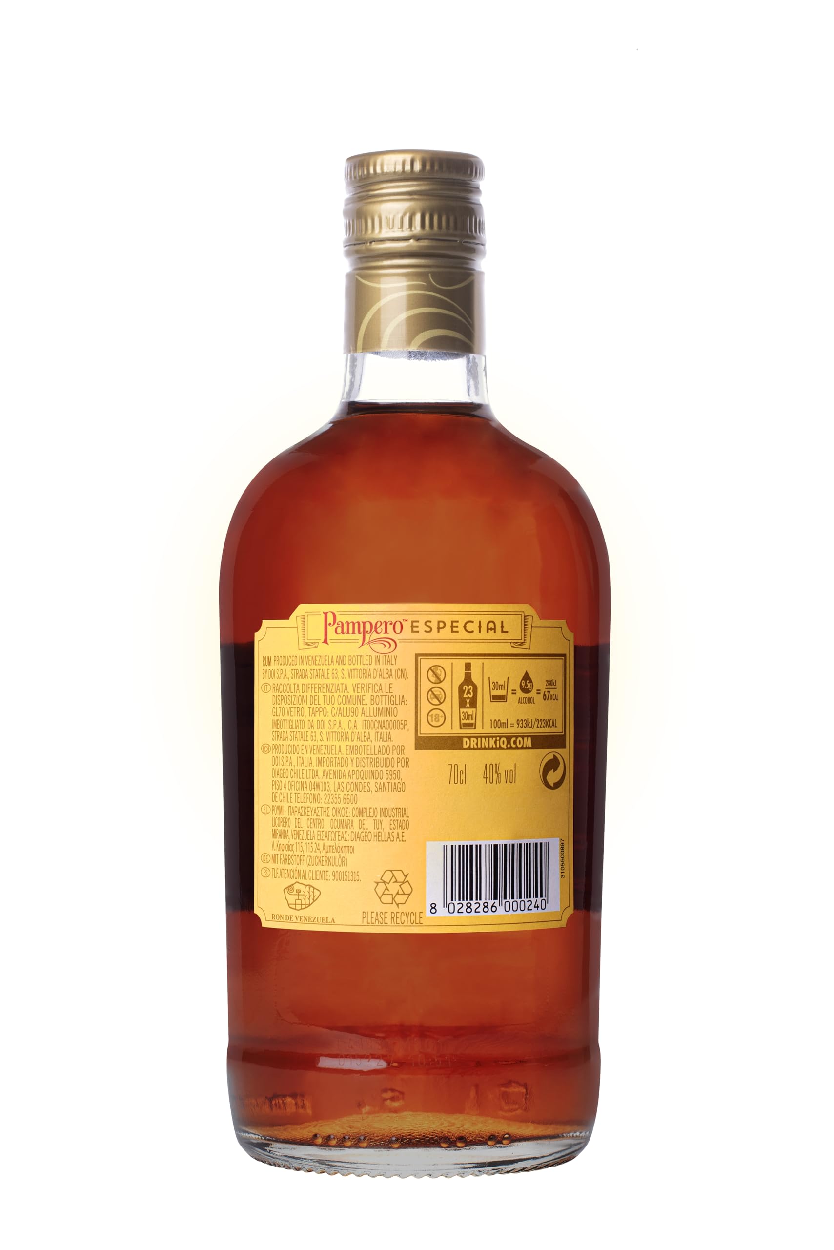 Ron Pampero Especial 70 cl - Ron Blanco Añejado en Barricas Ex-bourbon 40% vol