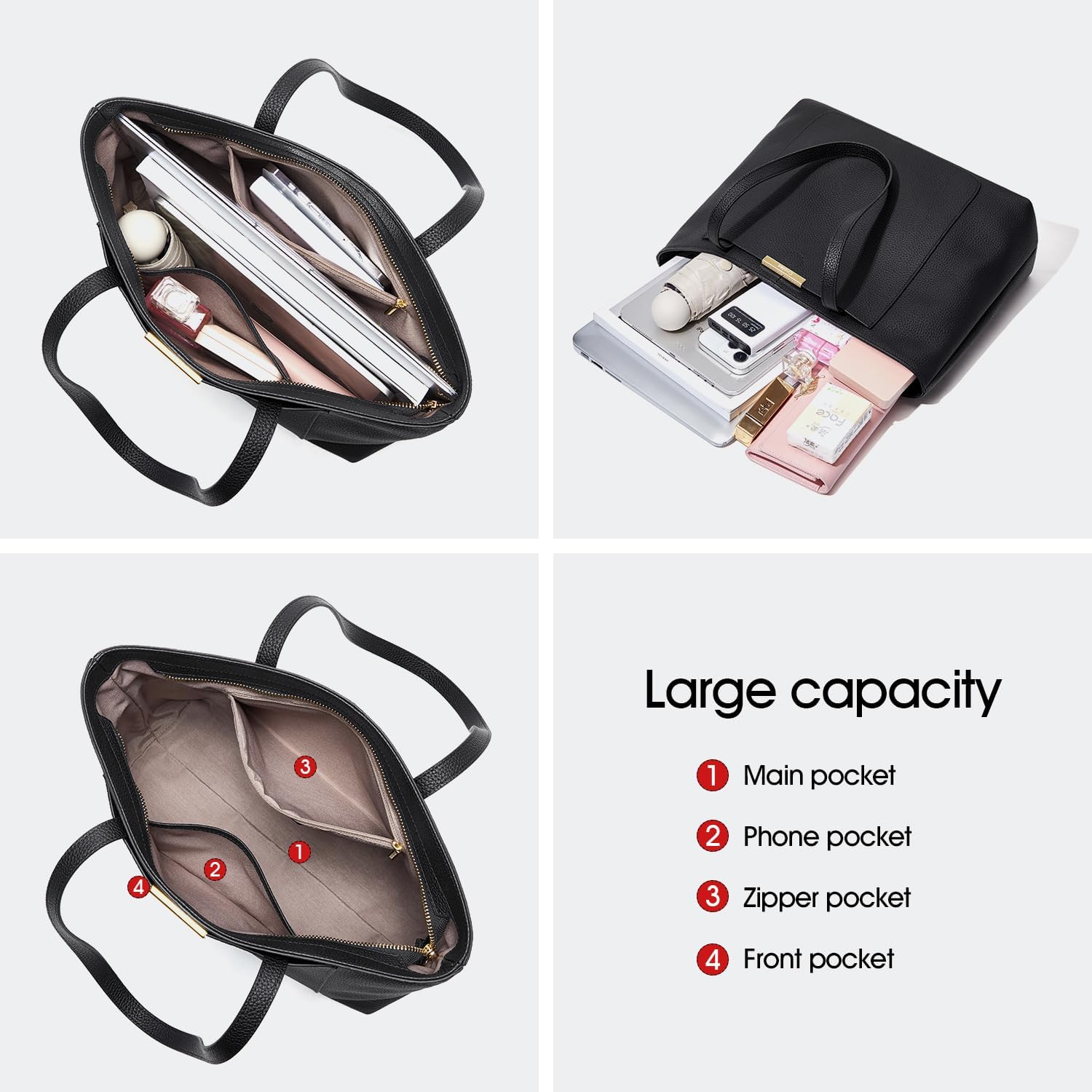 Cnoles Women Tote Bag Leather Handbag Purses And Handbags For Women Ladies Top Handle Large Soft Shoulder Satchel Hobo Bags