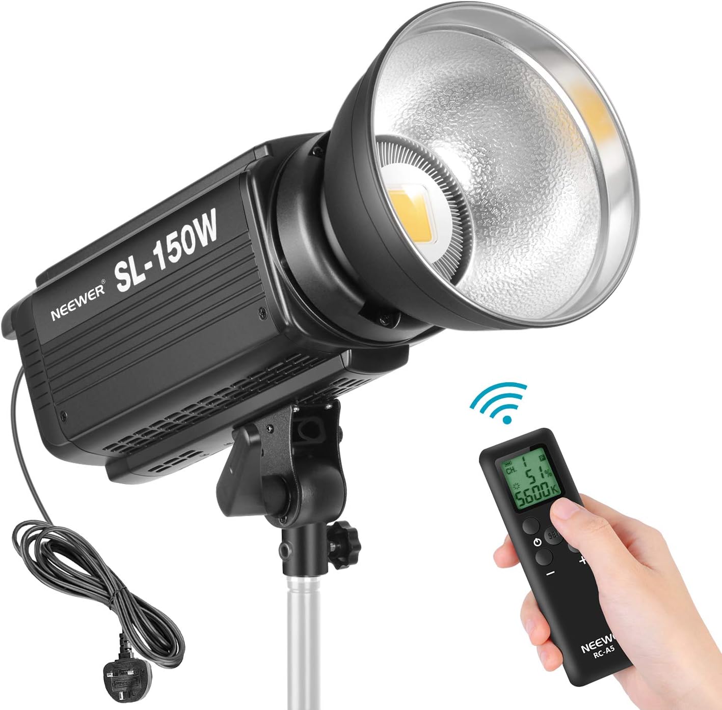 Neewer 150W 5600K Dimmable LED Video Light, RA 93+ 16000LM Continuous Lighting with Bowens Mount, 6 Groups 16 Channel Remote Control for Studio Video Lighting YouTube Vine Portrait Photography