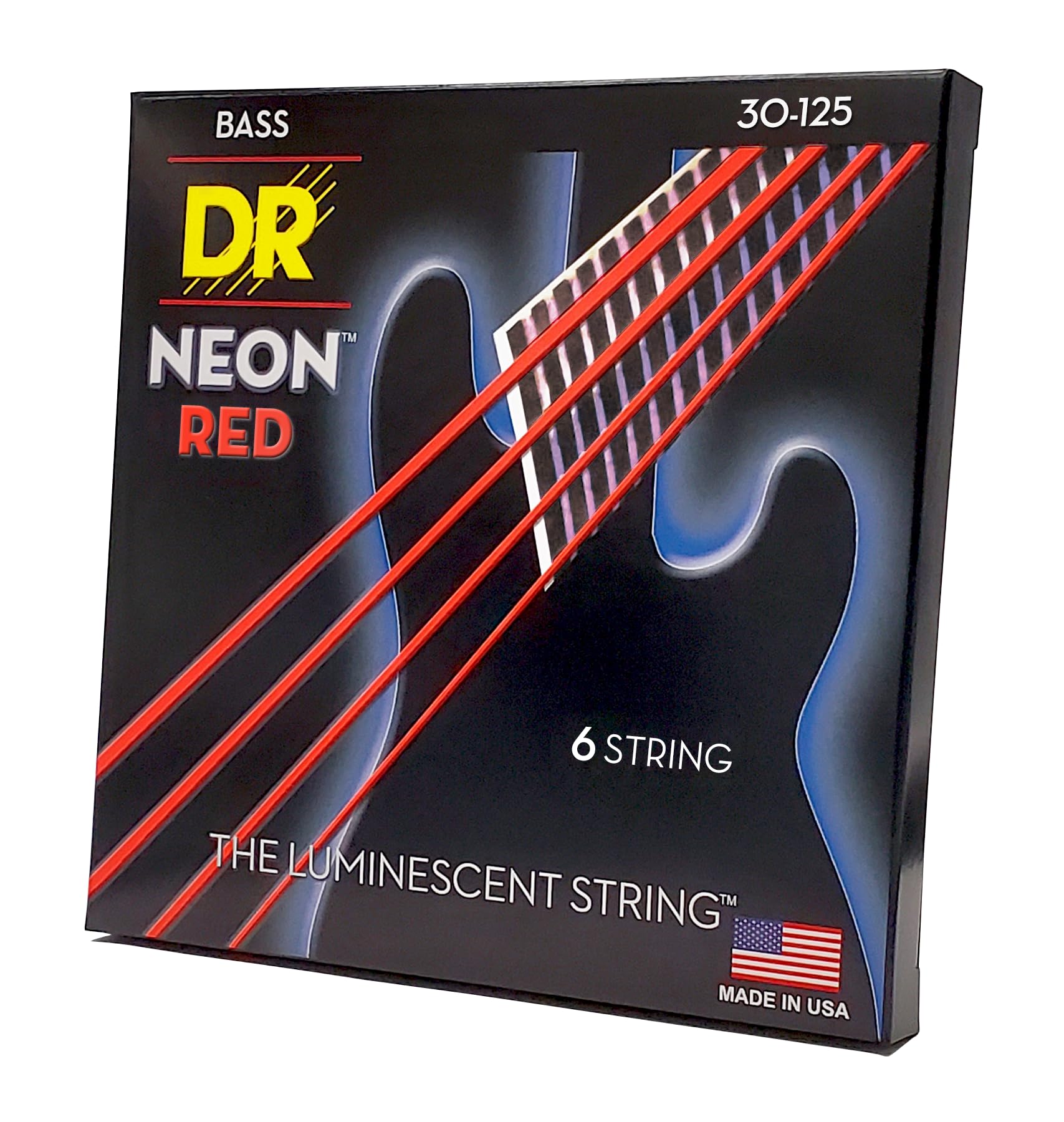 DR Strings Neon Electric Bass Guitar Strings - .030-.125 Medium, Red