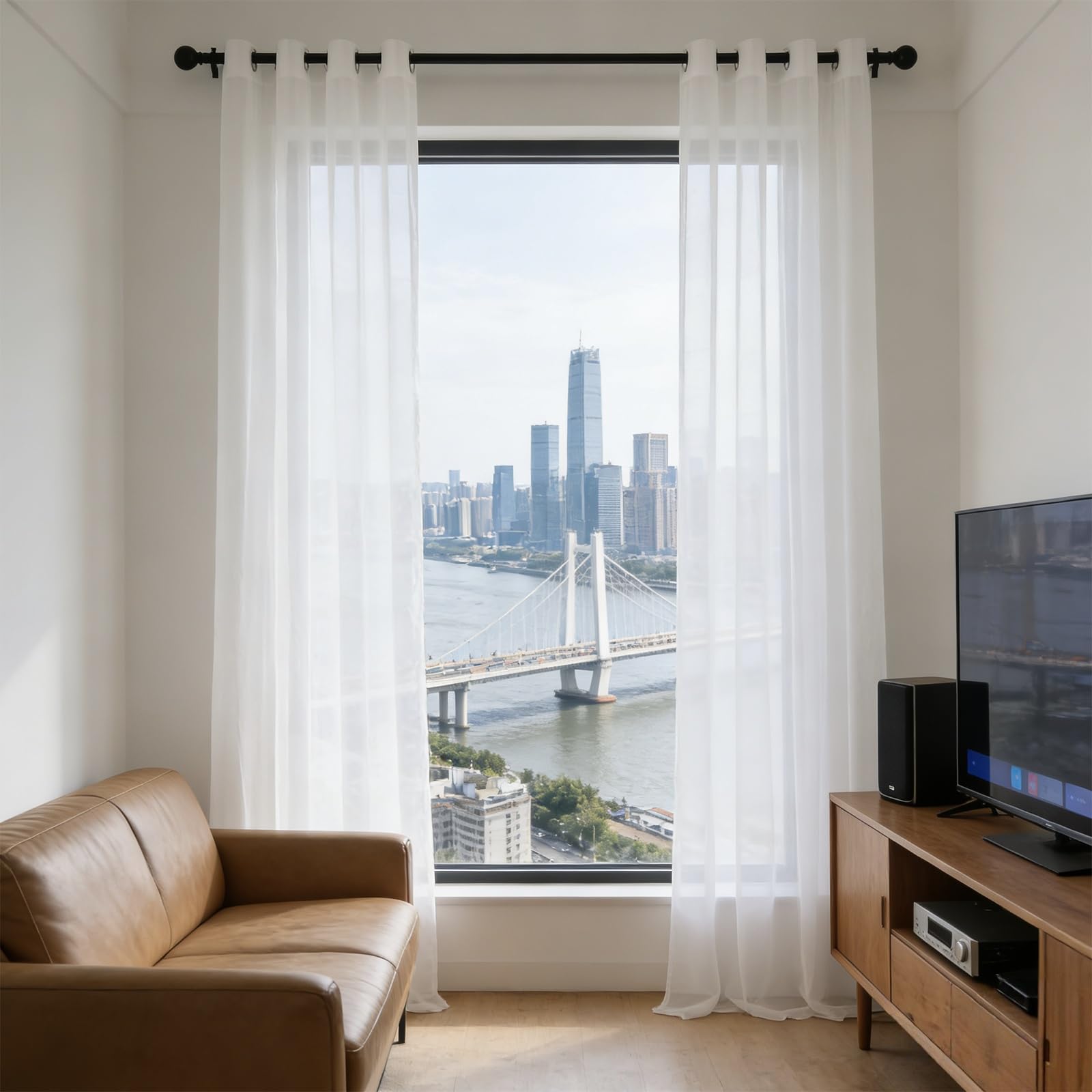 Rideaux Transparents Blancs Semi-Filtrants pour Salon et Bureau