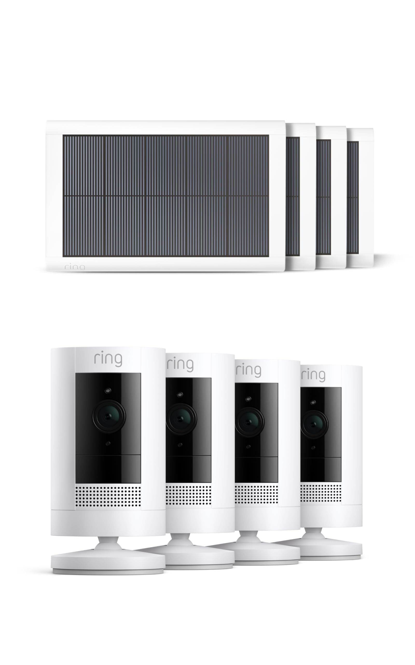 Ring Außenkamera Solar (Stick Up Cam) | Überwachungskamera aussen mit Solarpanel, 1080p-HD-Video, WLAN, witterungsbeständig, geeignet für Haus & Grundstück | 4 Kameras