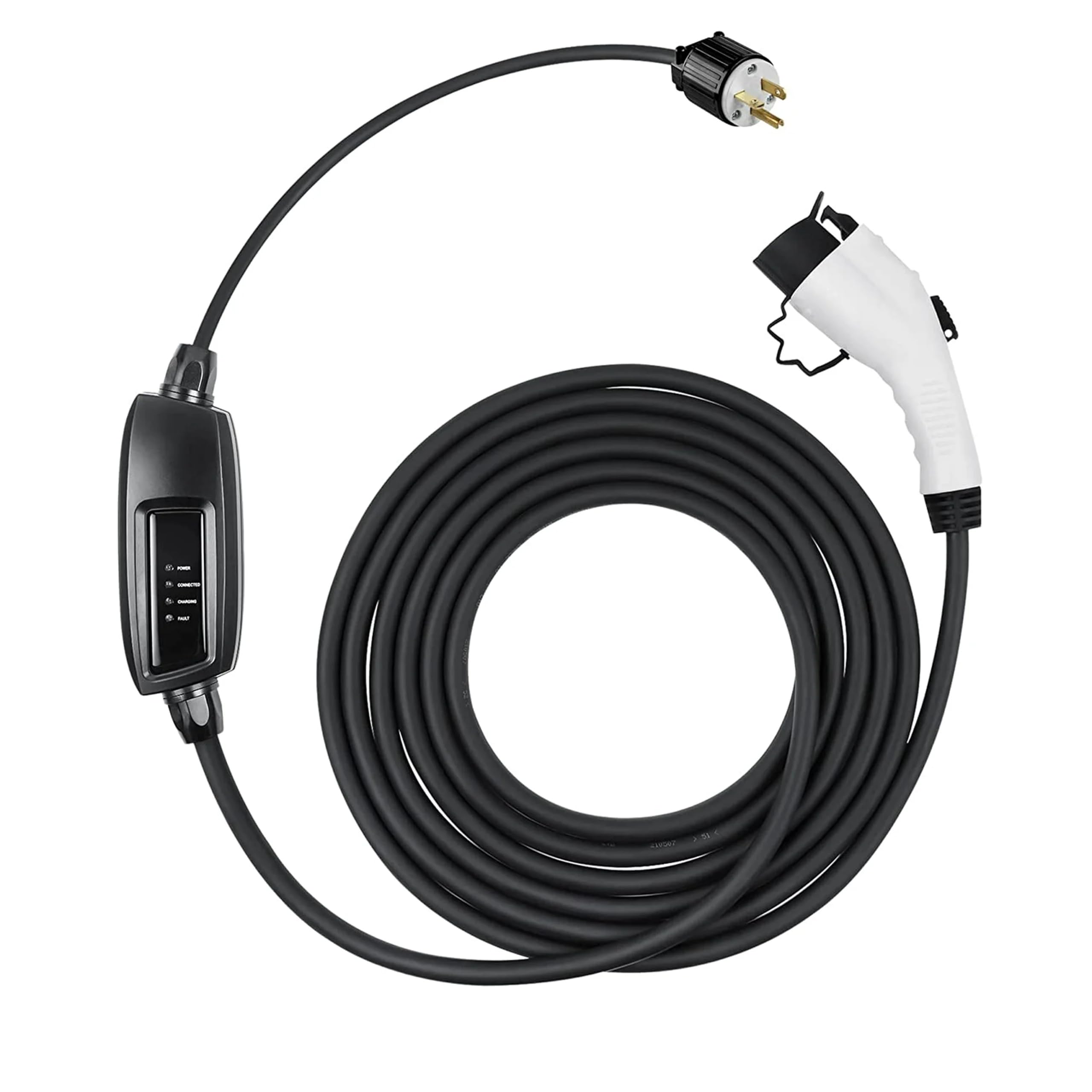 16A Level 2/Level 1 EV Portable Charger – J1772, 240V/110V, 21 ft Cable, NEMA 6-20 + 5-15 Adapter, CE/TÜV Certified, Travel Case