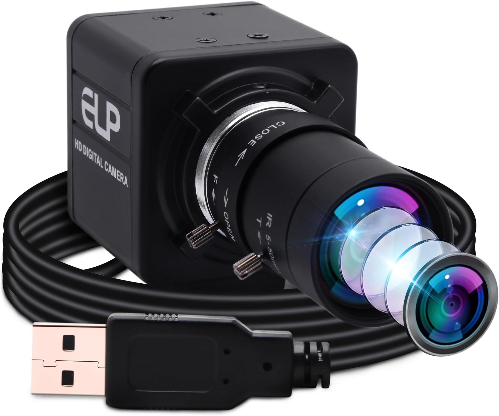 ELP 4K Web Camera, Ultra HD IMX317 USB Camera with 5-50 mm Zoom Lens, PC Mini Webcam Support 3840x2160@30fps, 2160P USB Video Conference Webcams for Windows/Linux USB4KHDR01-MFV (5-50)