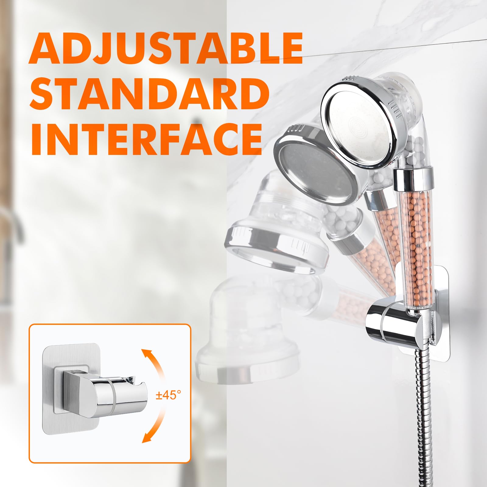 Ibergrif M20406, Soporte de Ducha de Ajustable, Soporte de Ducha con Dos Métodos de Montaje, Impermeable, Plata