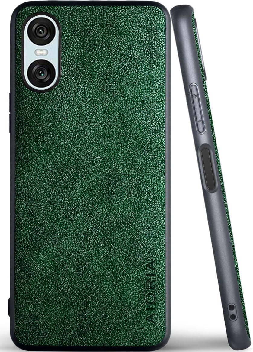 AIORIA for Sony Xperia 10 VI Case Premium Leather Cover Retro Design Full Protective Phone Case for Sony Xperia 10 VI 5G (Green)