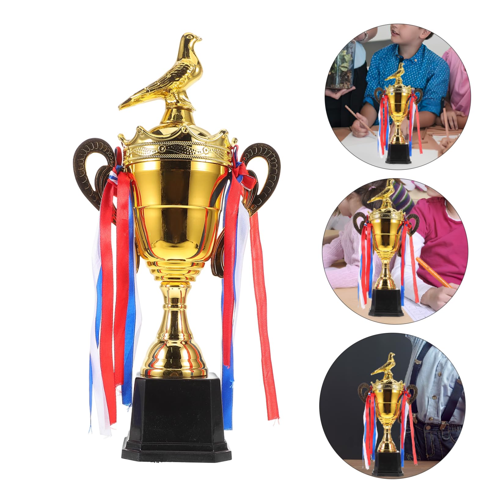 TOYANDONA Coppa Calcio in Metallo Corona e Piccione, Premio Decorativo Dorato di Adatto a Eventi Sportivi e Competizioni Calcio