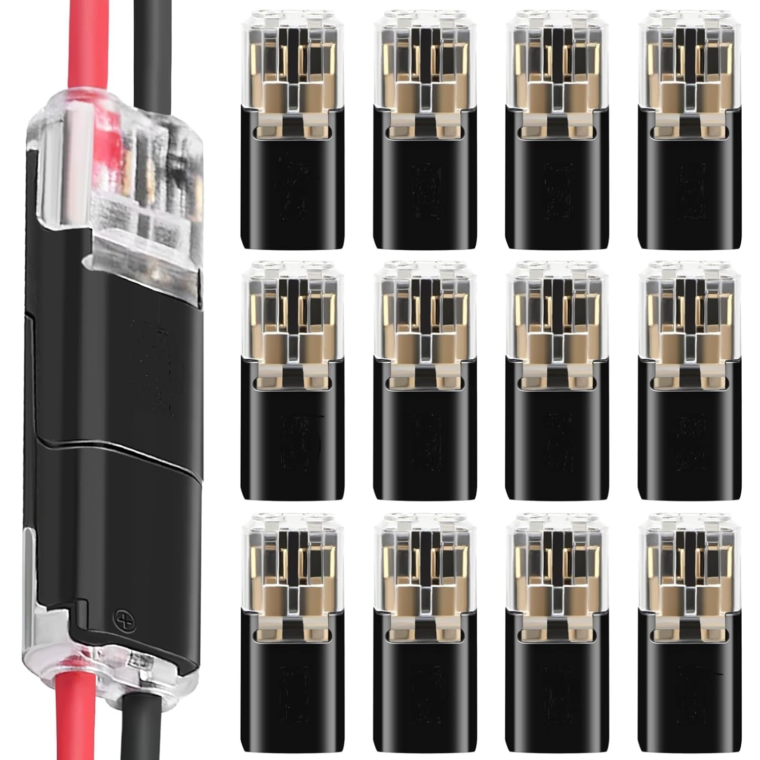 Pack of 12 2 Pin Cable Connector Plug, Car Plug Connector Connector Connection Terminal, 18-22AWG Wire Quick Splice Connector, Cable Crimp Connector, Cable Connector-image-12