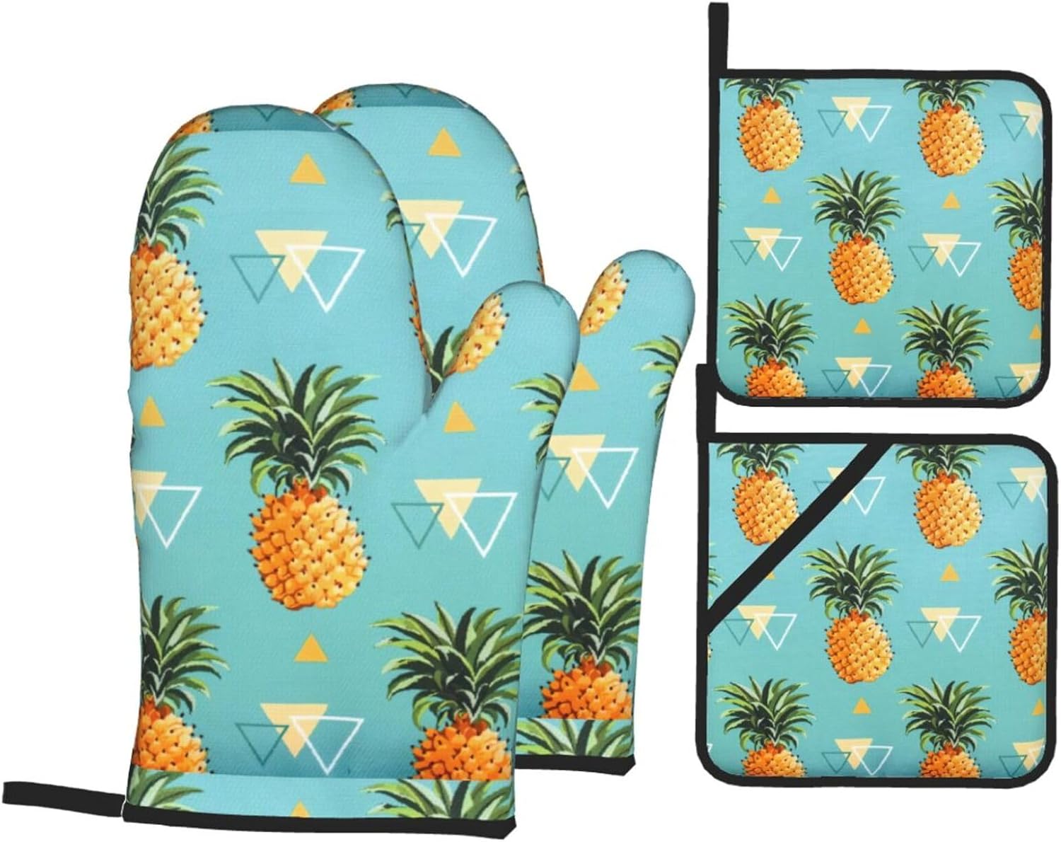 Tropical Fruit Pineapple Kitchen baking four piece set, fit for cooking and baking, oven, microwave, and outdoor barbecue