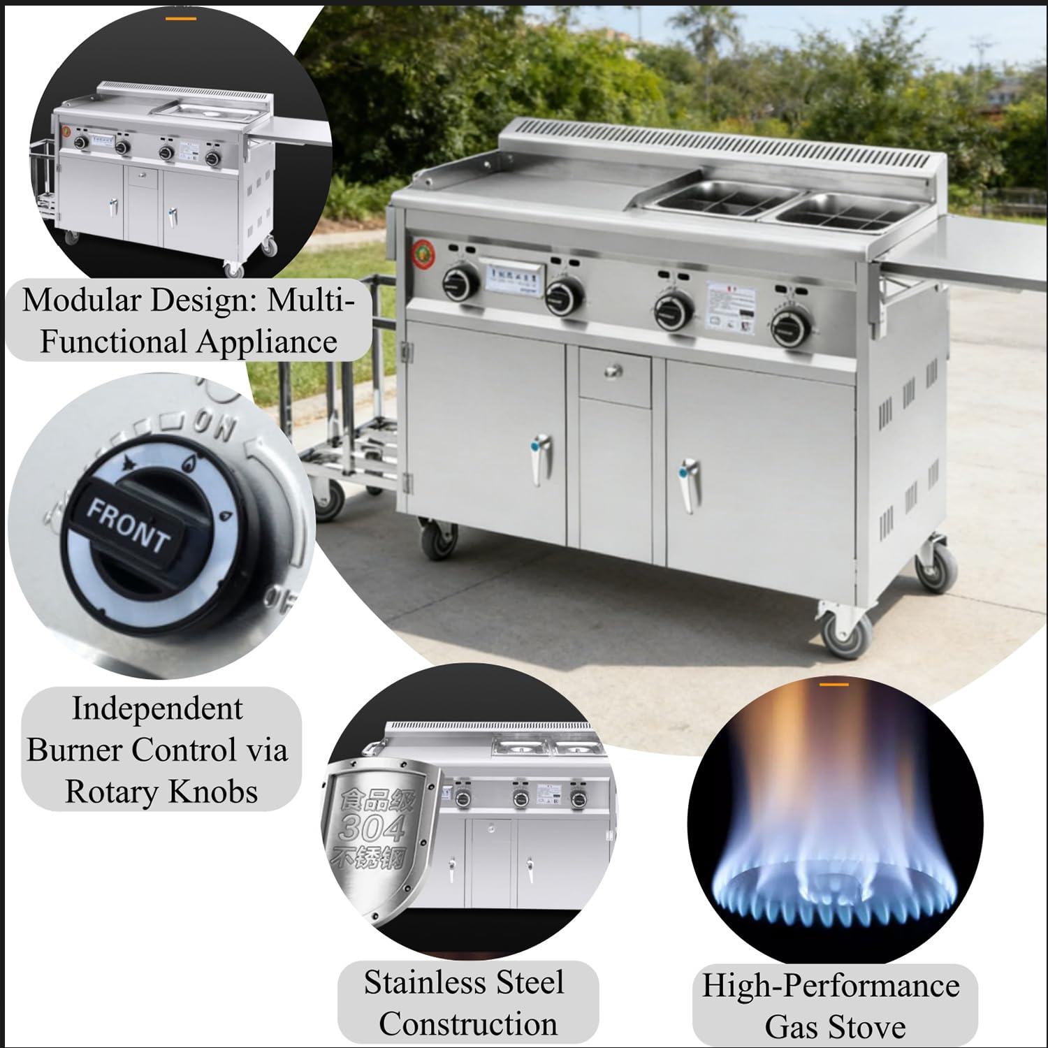 Camión de Venta Ambulante con toldo, Remolque de Comida Totalmente Equipado, Carrito de Venta para Exteriores; Ideal para mercados, Eventos de Comida callejera y Festivales