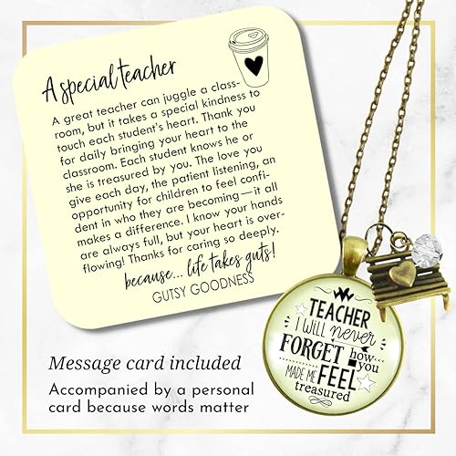 Miniatura 2 de Gutsy Goodness Teacher Necklace I Will Never Forget Jewelry Appreciation Gift 24  Bead