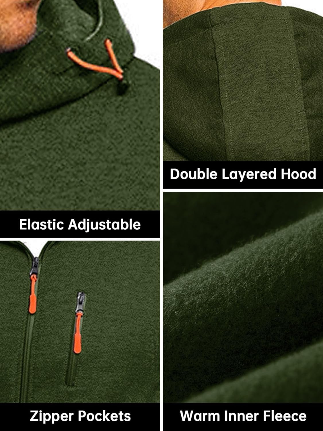 Men's Zip Up Fleece Hoodie Lightweight Sweatshirt Long Sleeve Sports Hooded Jacket with Zipper Pockets - Image 6