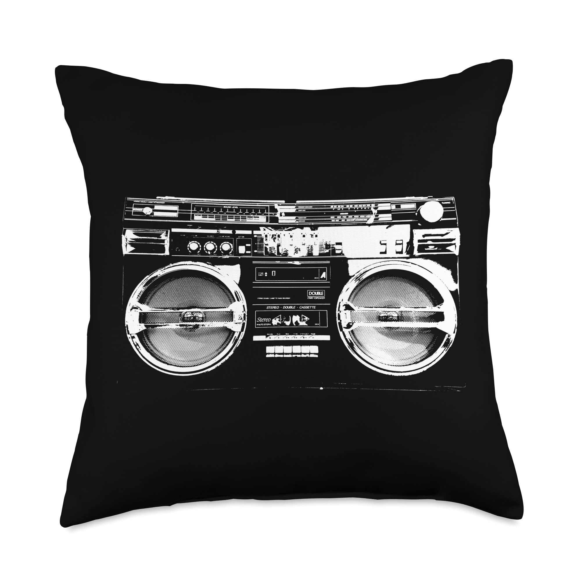 Boom Box Cassette Deck Kings Retro Ghetto Blaster-Boom Box 80's 90's Hip Rap Throw Pillow, 18x18, Multicolor