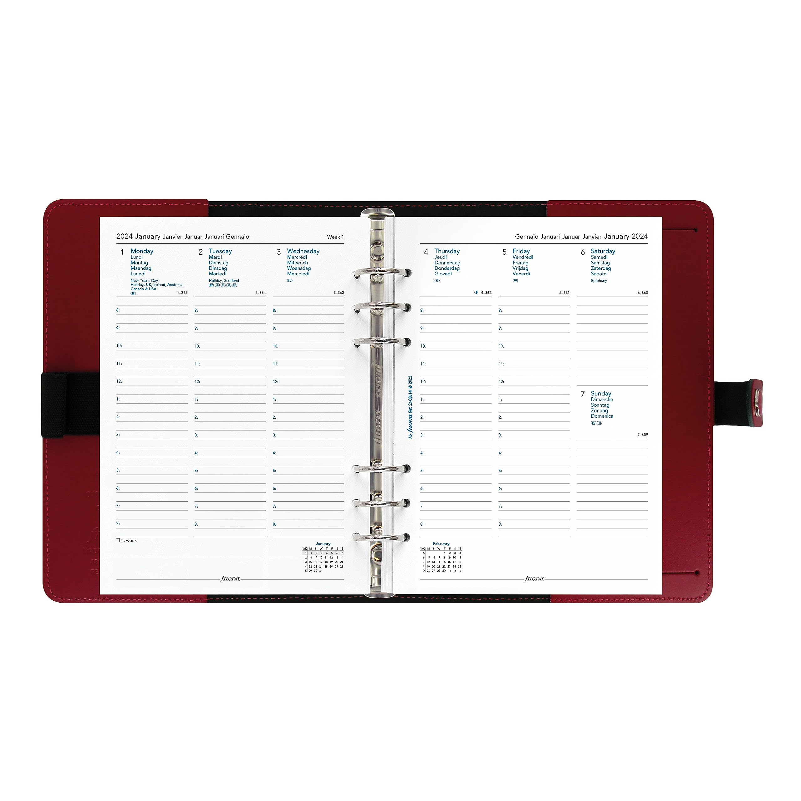 1 Filofax A5 Original Organiser Planner Diary Book Pillarbox Red Leather 022381 | UK