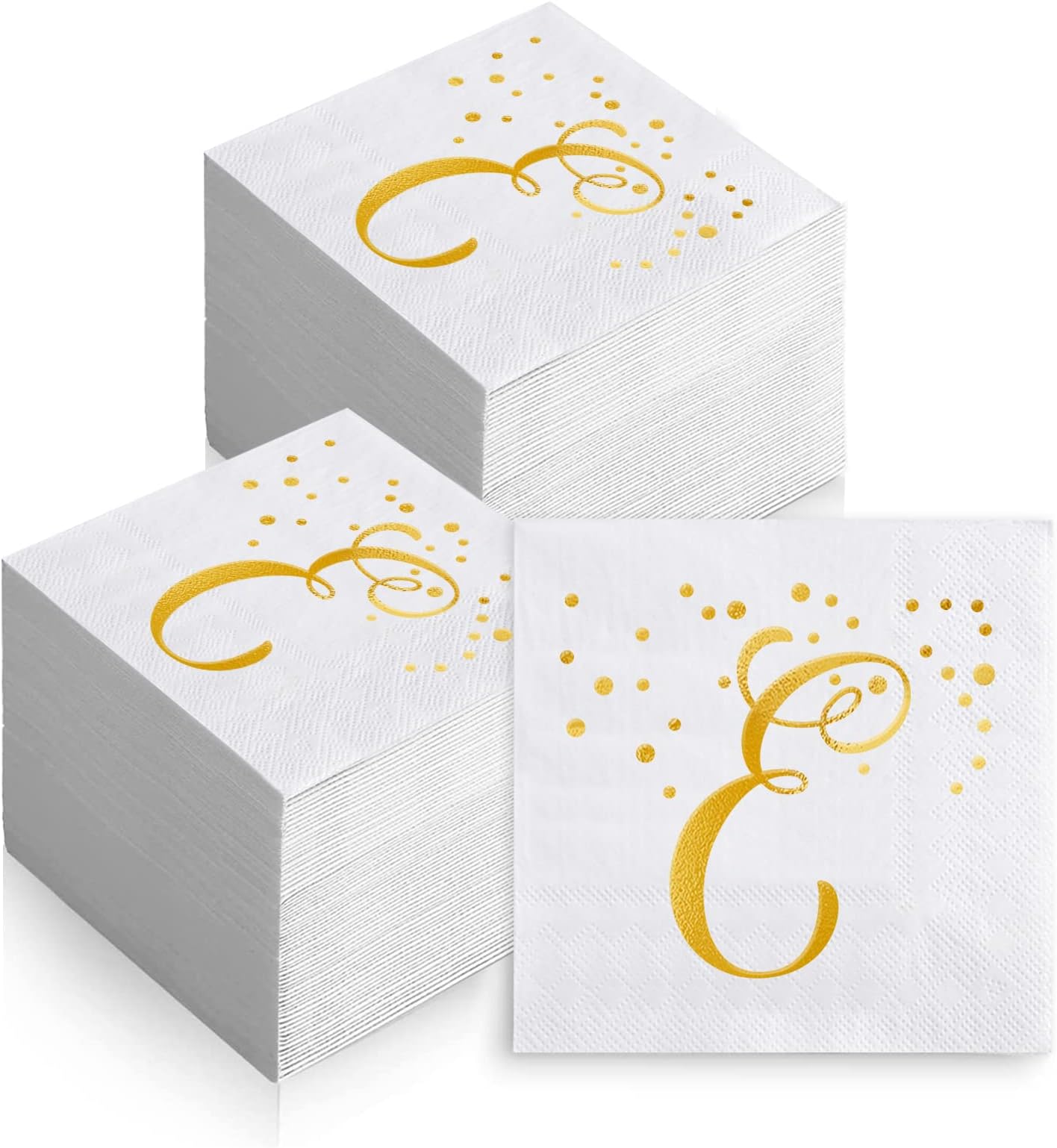 200 Pack Disposable Monogrammed Cocktail Napkins Gold Foil