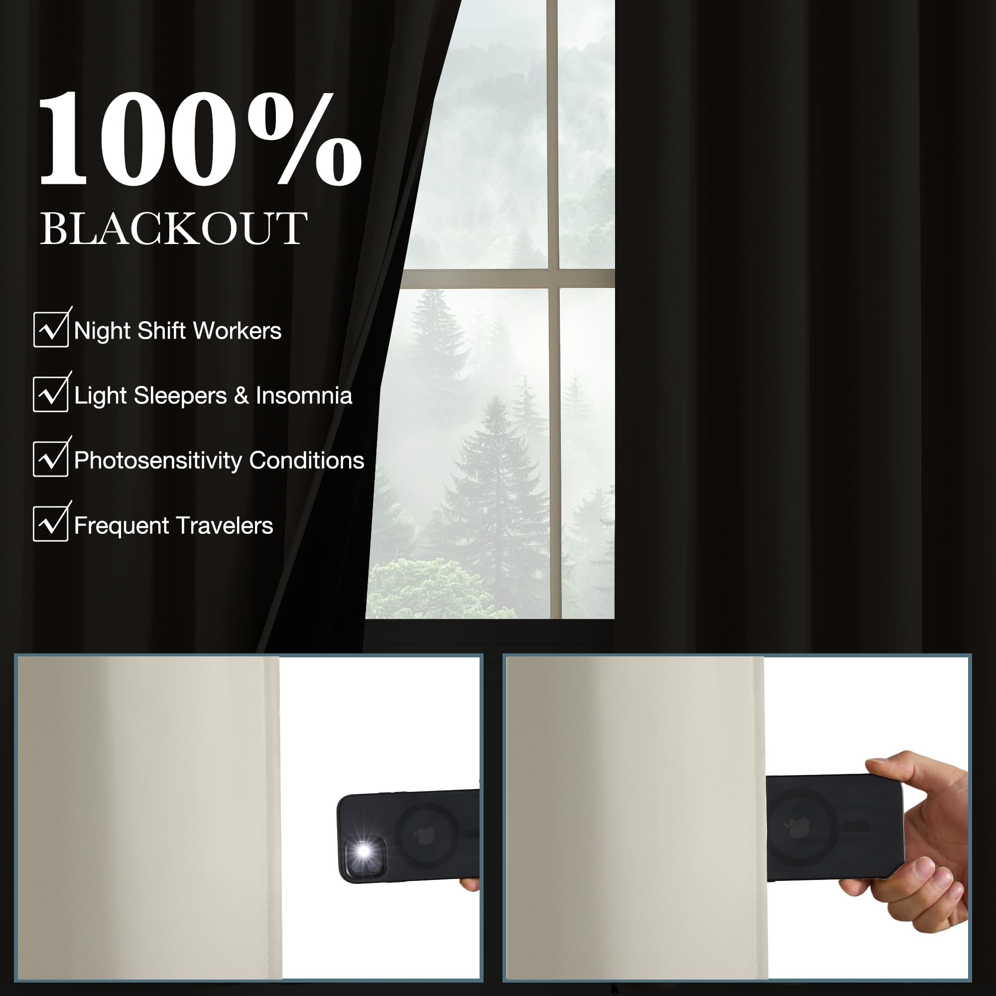 PONY DANCE 100% Blackout Curtains for Bedroom, Rod Pocket Thermal Insulated Curtains - Image 4